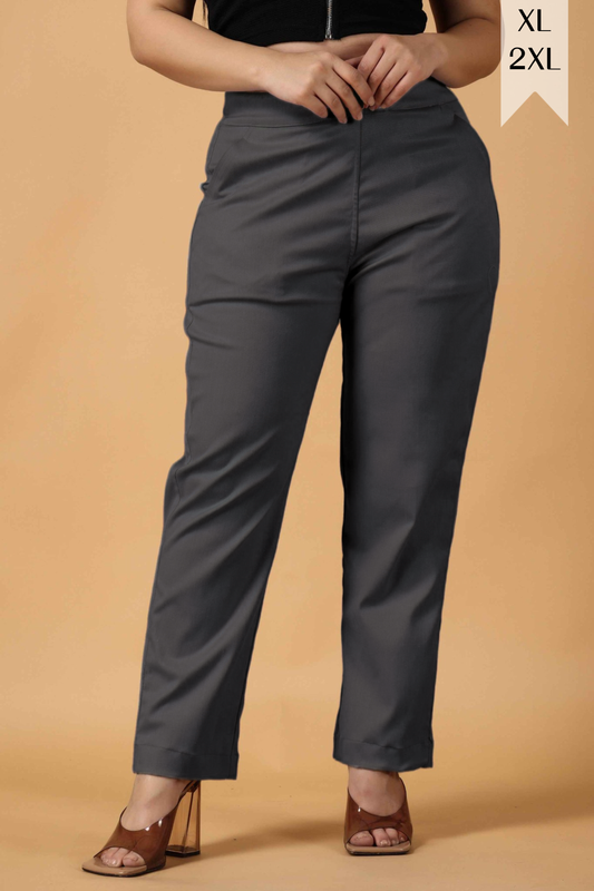 Smoke Black Premium Cotton Lycra Pant