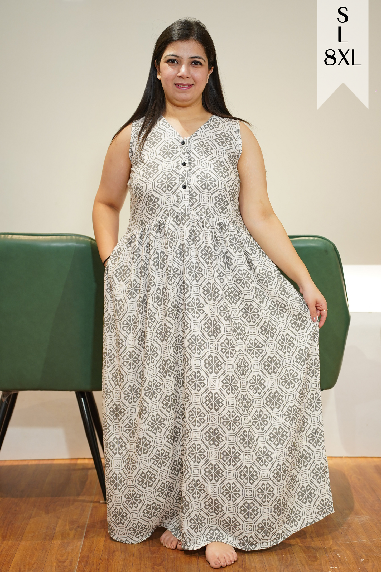 Smoke Grey Rayon Night Gown