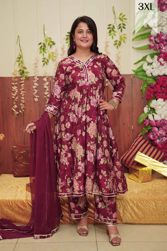Raspberry Radiance Anarkali Set