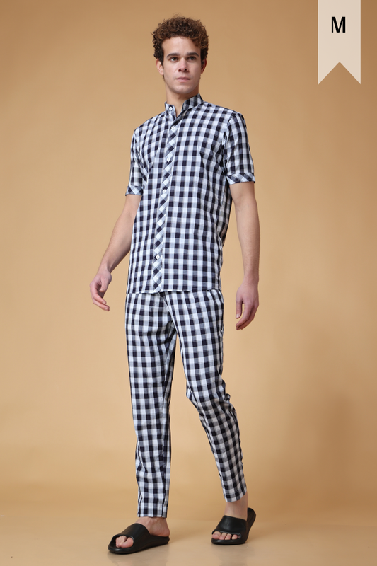 Buy Plus Size ​Classic Black Checked Night Suit At Apella | Sizes XS to 10 XL | India | Free Delivery | Customized