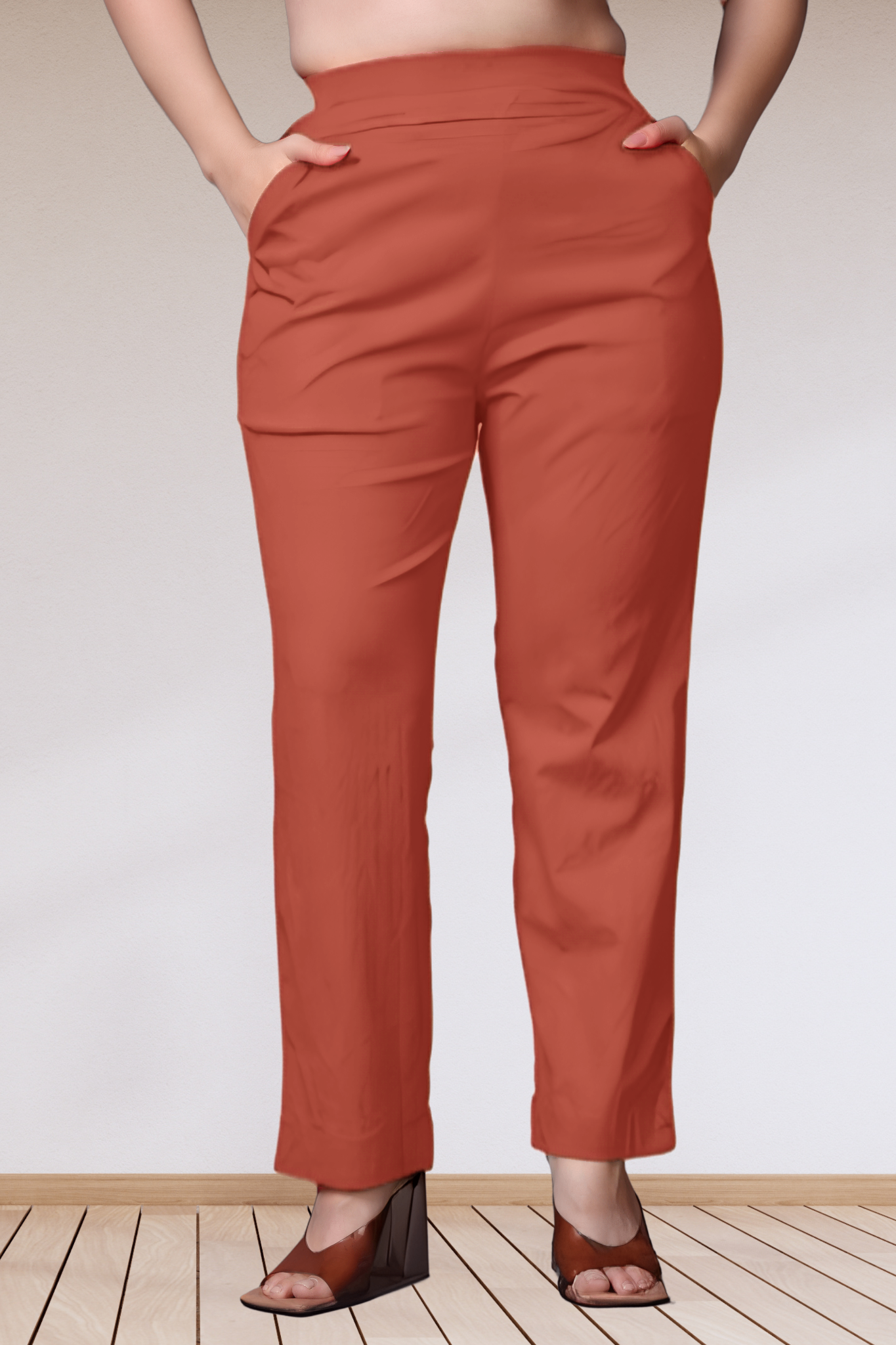Light Rusty Lycra Slub Pants