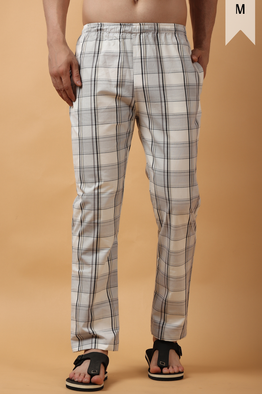 White Check Cotton Pant Pajama
