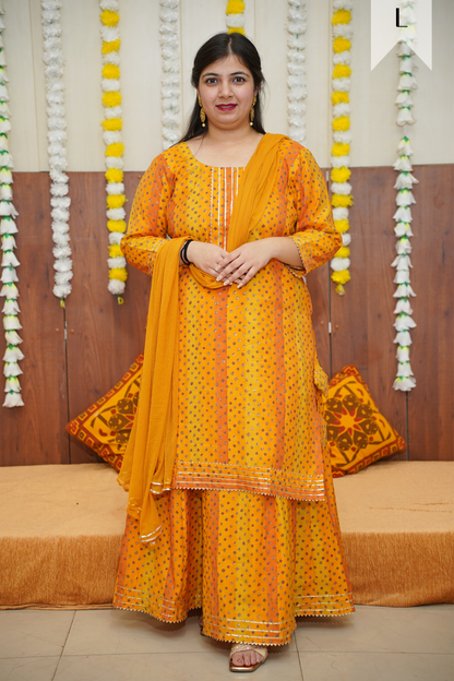 Sunny Yellow Foiled Skirt Suit