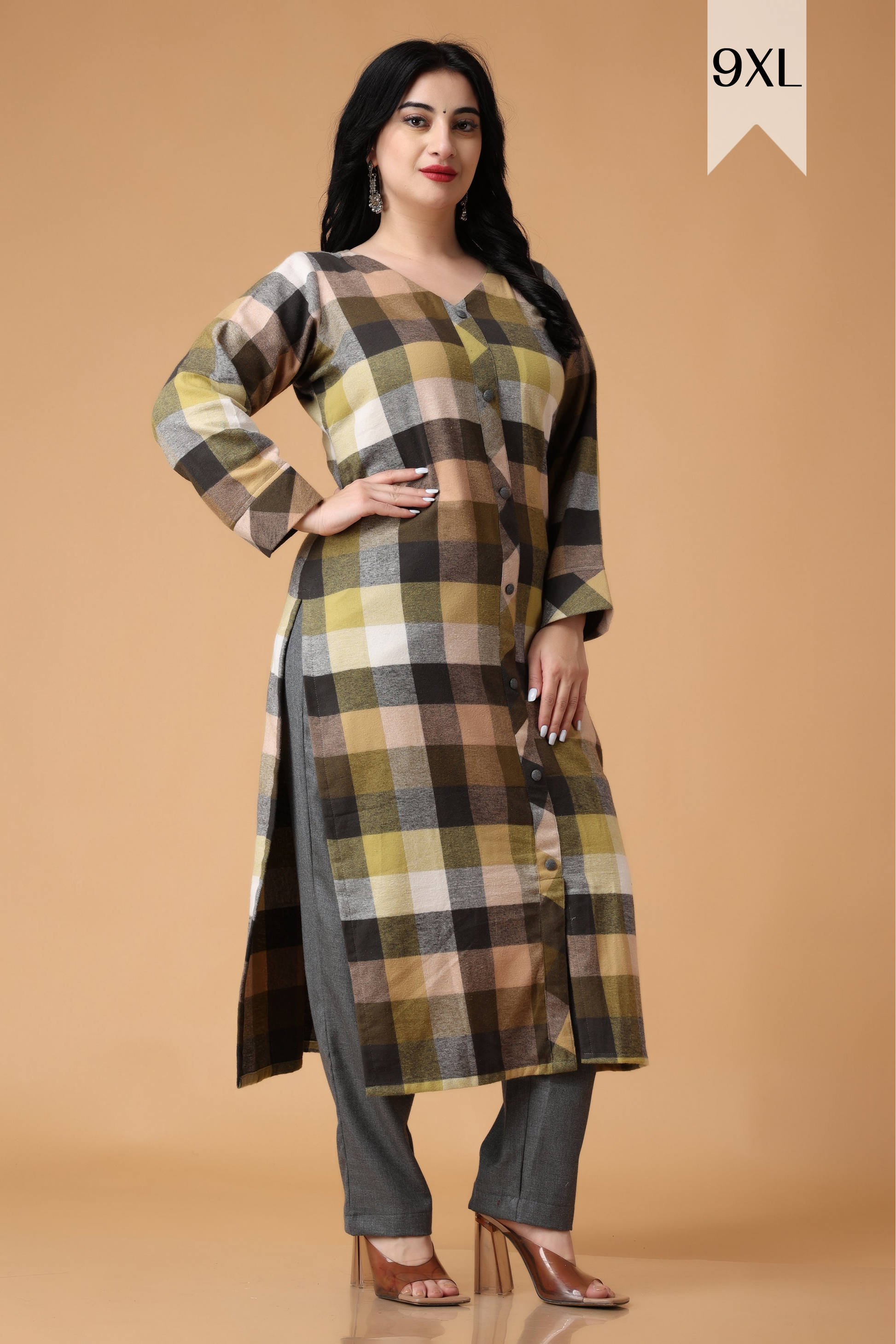 Buy Plus Size ​Gold Sand Woollen Kurta At Apella | Sizes XS to 10 XL | India | Free Delivery | Customized