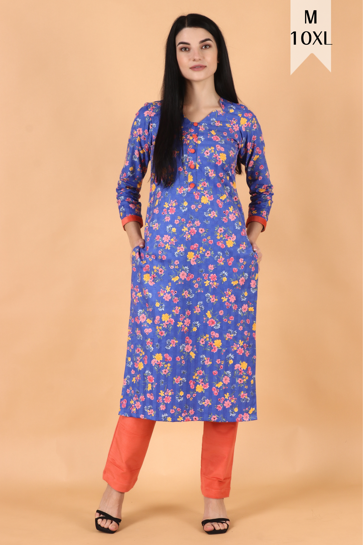 Buy Plus Size ​Blue Corduroy Kurta Set At Apella | Sizes XS to 10 XL | India | Free Delivery | Customized