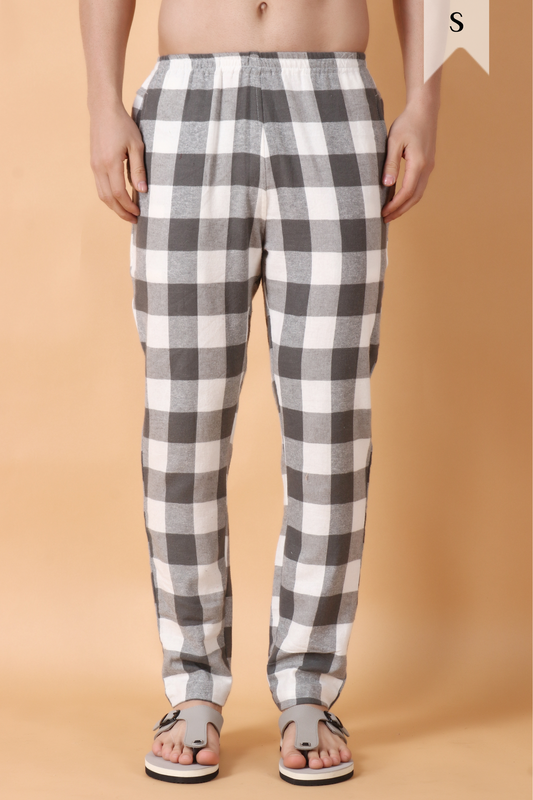 Buy Plus Size ​Grey Checked Woollen Pajama At Apella | Sizes XS to 10 XL | India | Free Delivery | Customized