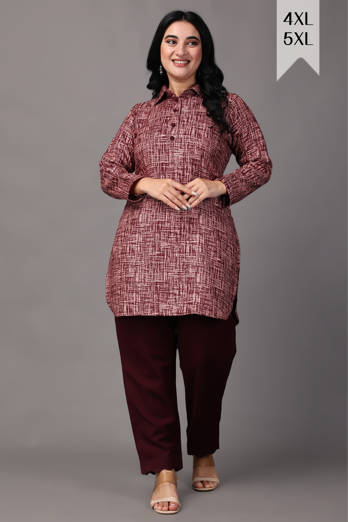 Buy Plus Size ​Merlot Embrace Woollen Short Kurta At Apella | Sizes XS to 10 XL | India | Free Delivery | Customized