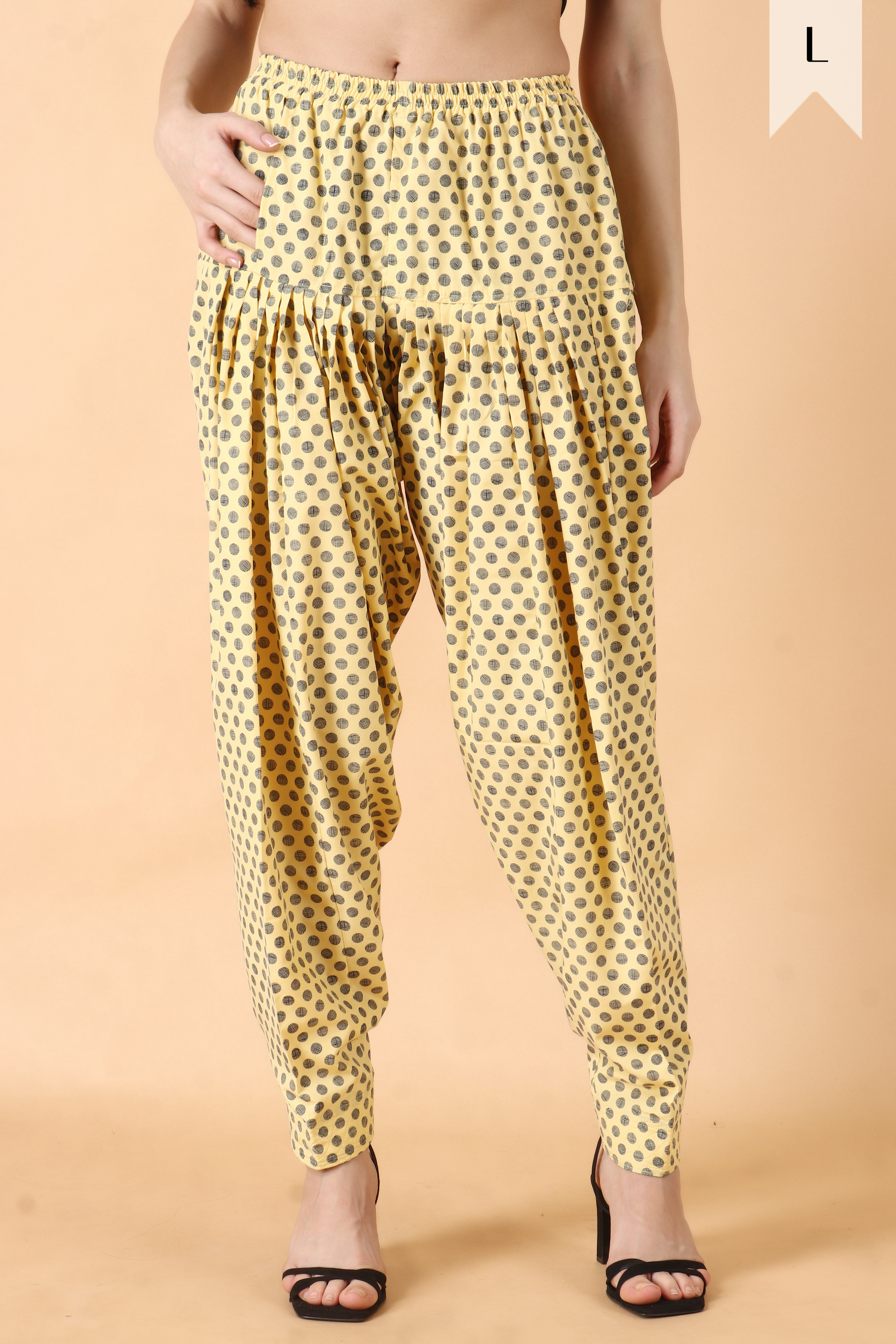 Buy Plus Size ​Yellow Polka Salwar At Apella | Sizes XS to 10 XL | India | Free Delivery | Customized