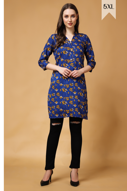 Buy Plus Size ​Floral Oasis Cotton Short Kurta At Apella | Sizes XS to 10 XL | India | Free Delivery | Customized