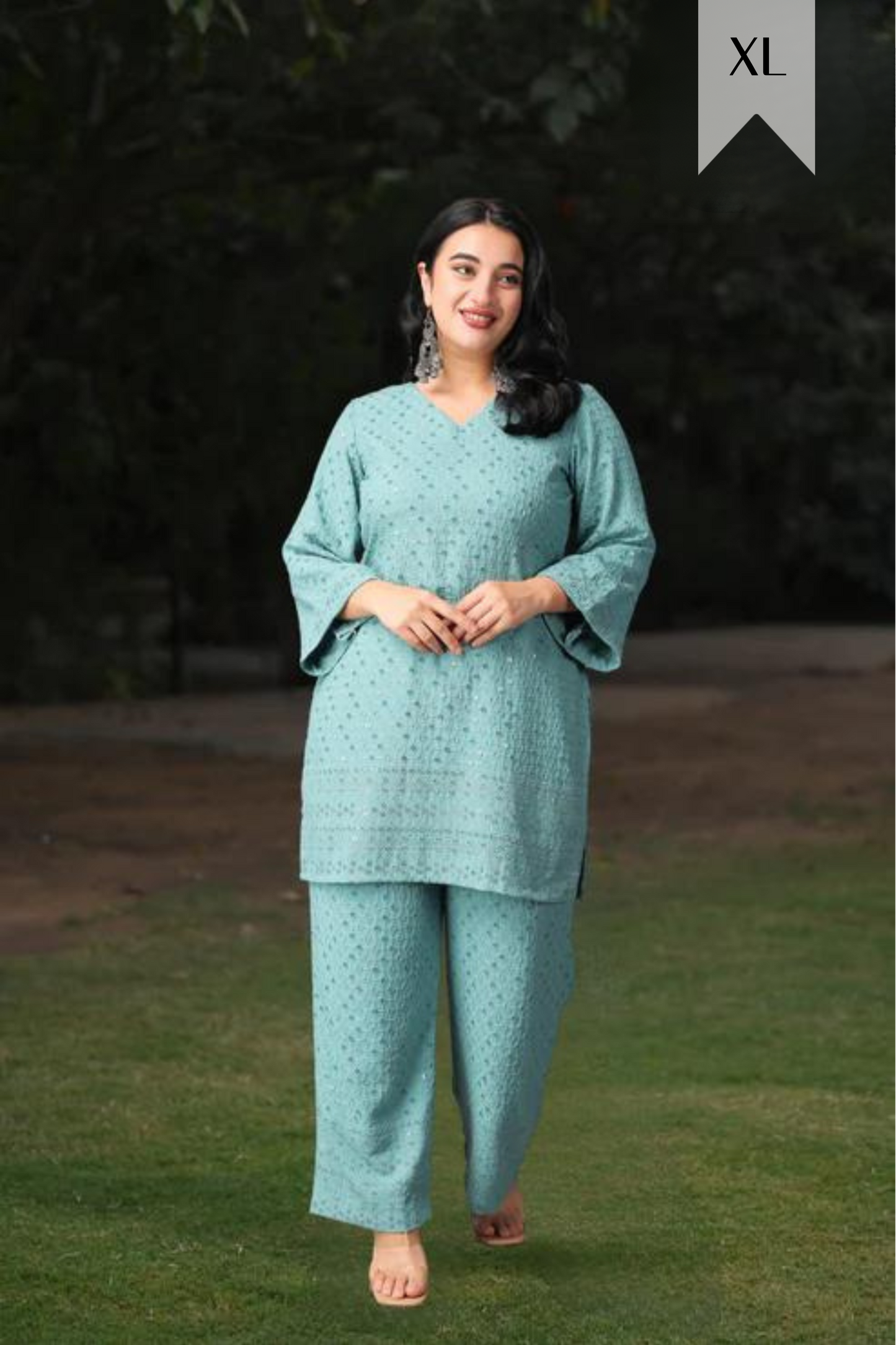 Buy Plus Size ​Dusty Sequinned Co-ord Set At Apella | Sizes XS to 10 XL | India | Free Delivery | Customized