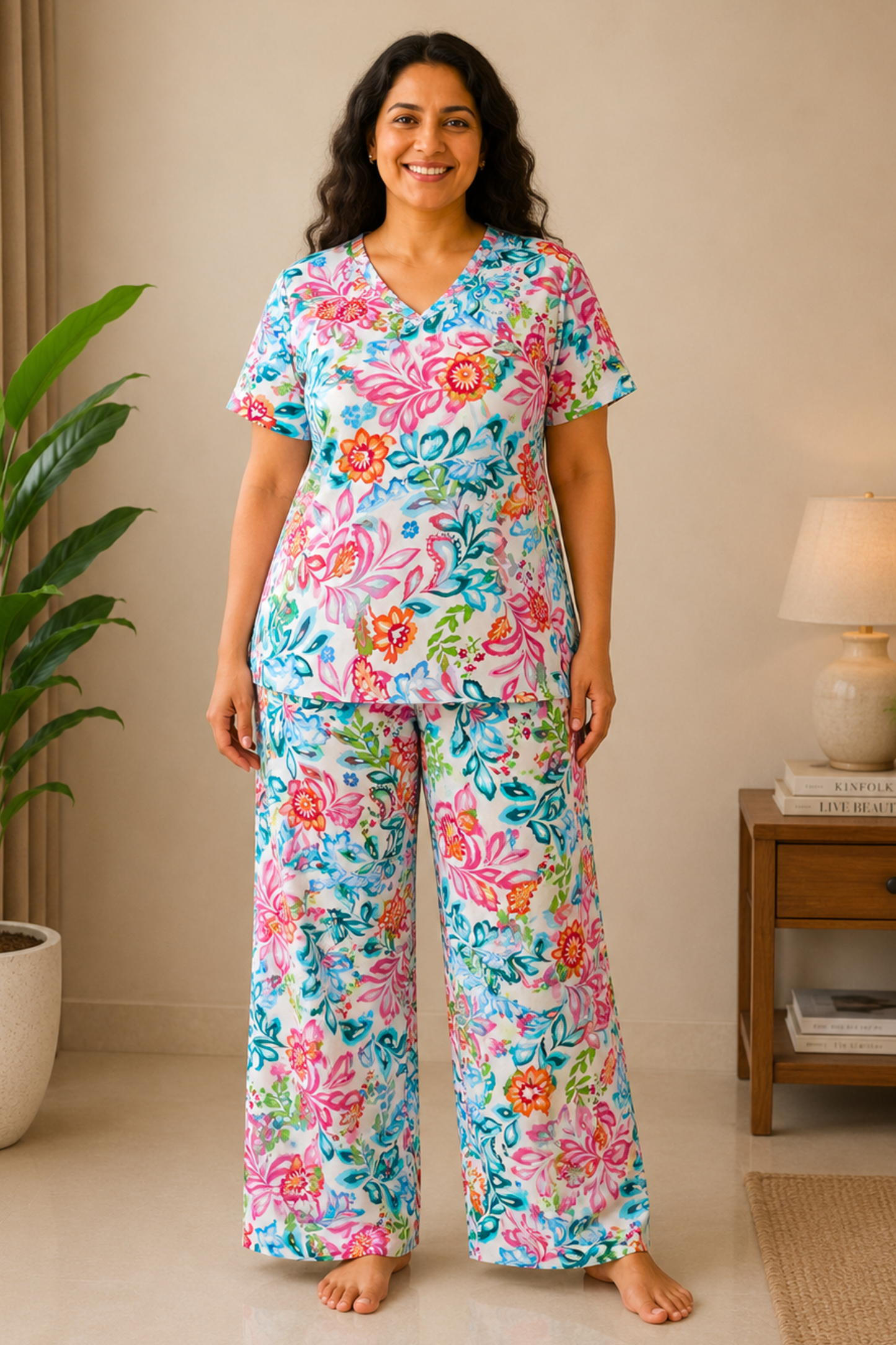 Painted Eden Rayon Night Suit