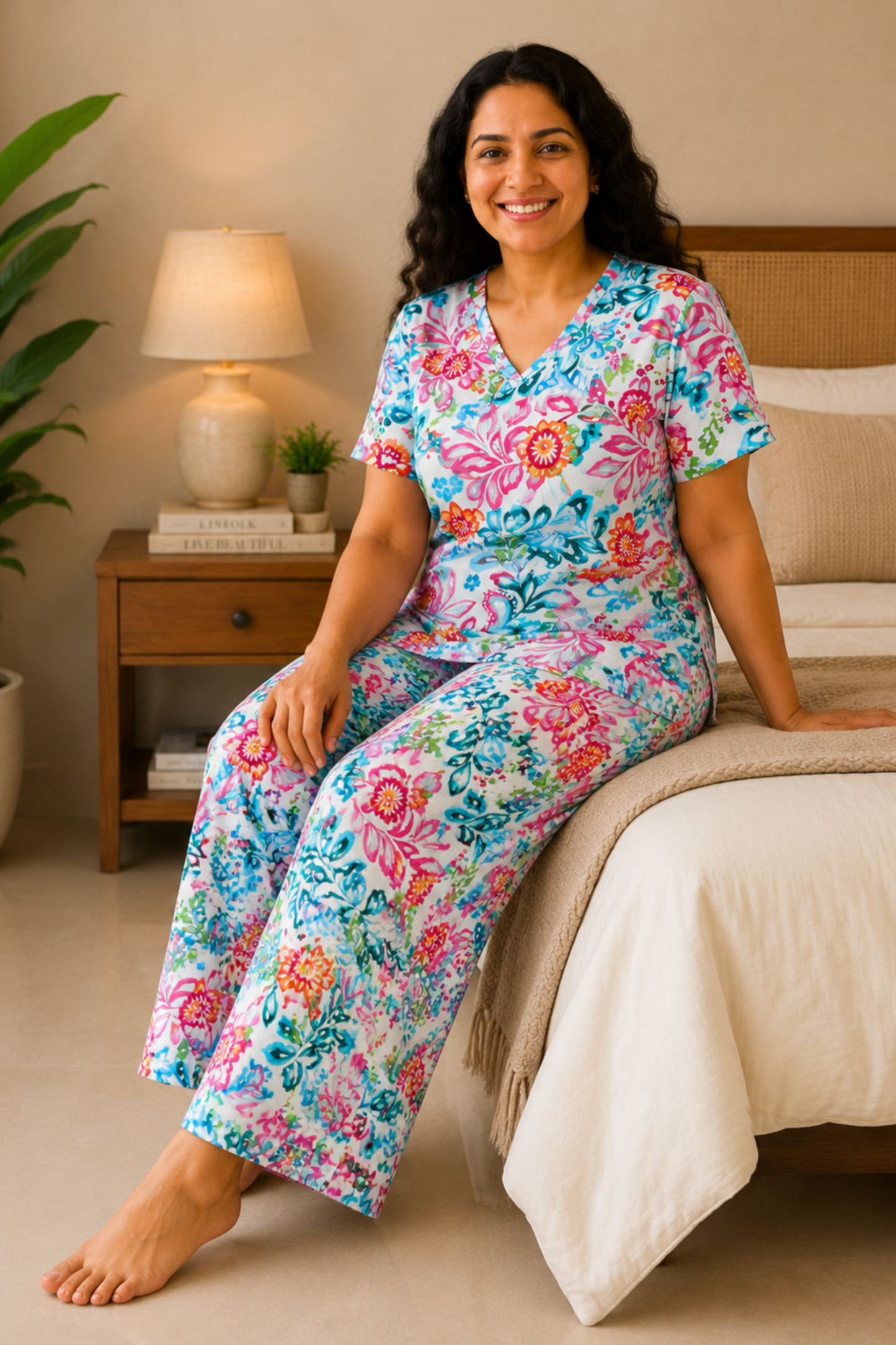 Painted Eden Rayon Night Suit