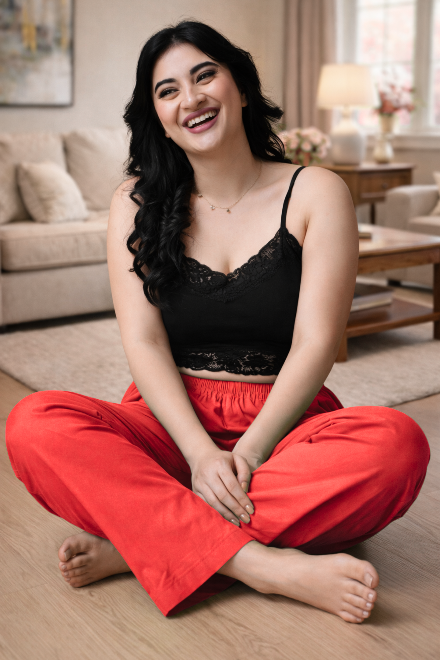 Pale Red Poplin Cotton Pant