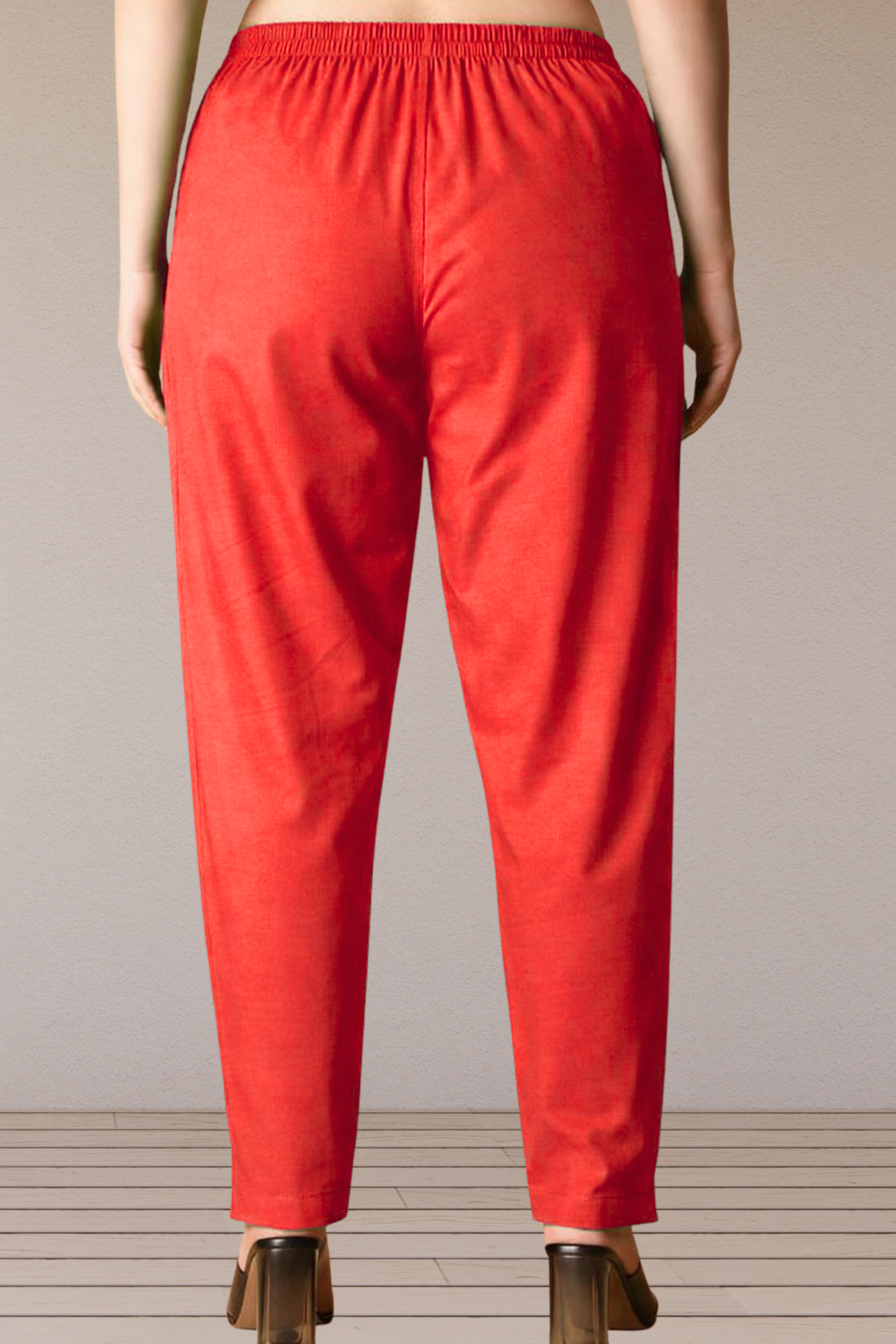 Pale Red Poplin Cotton Pant