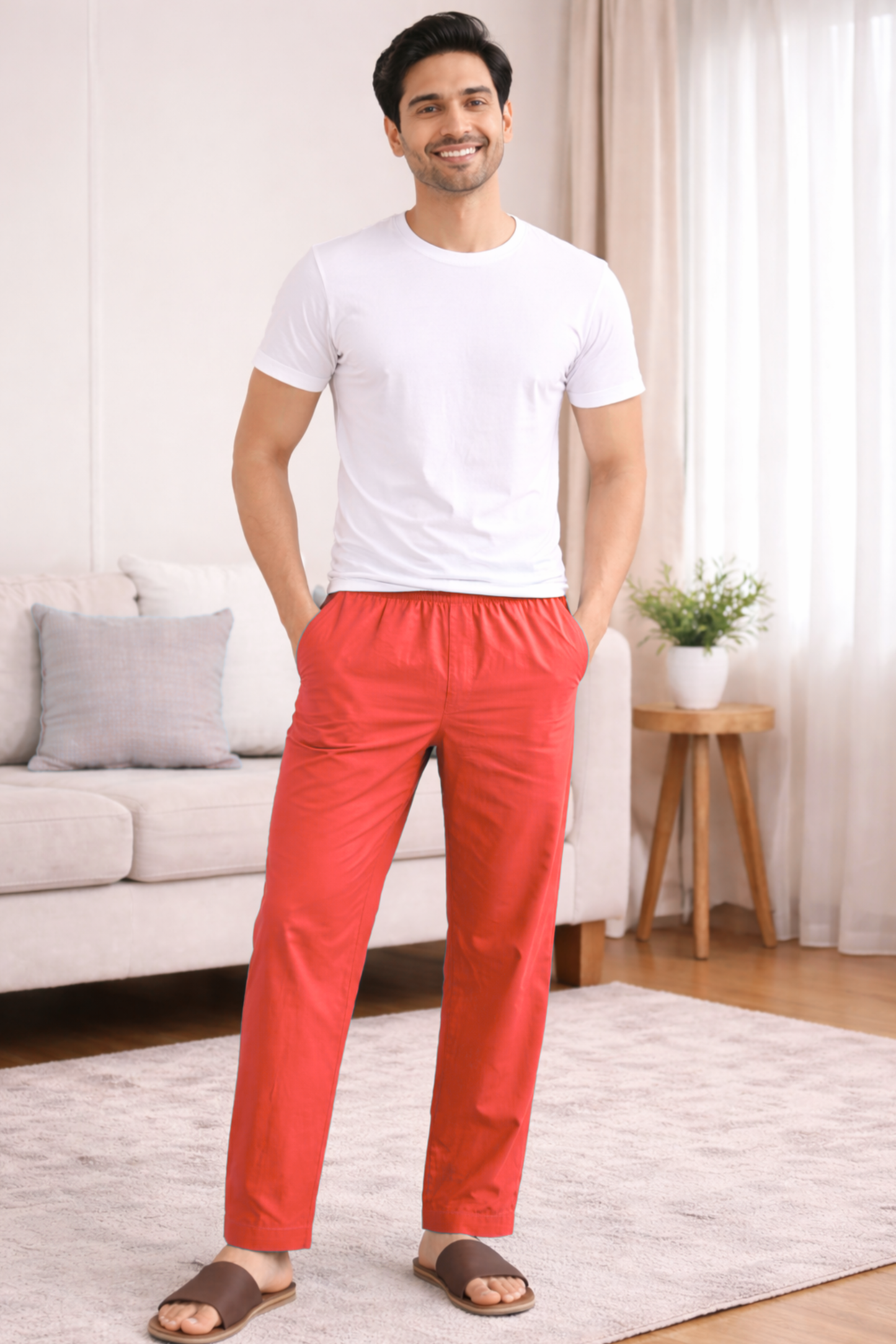 Pale Red Cotton Pajama