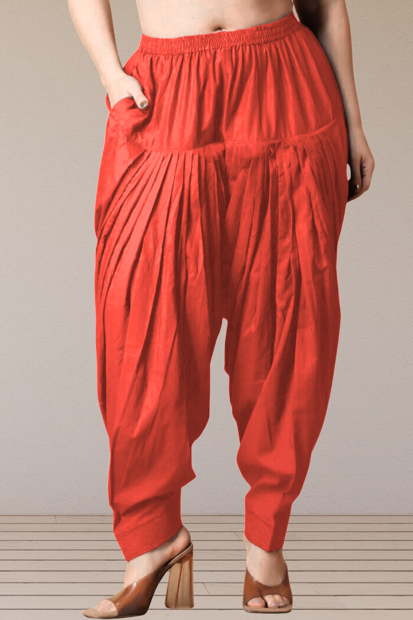 Pale Red Cotton Patiala Salwar