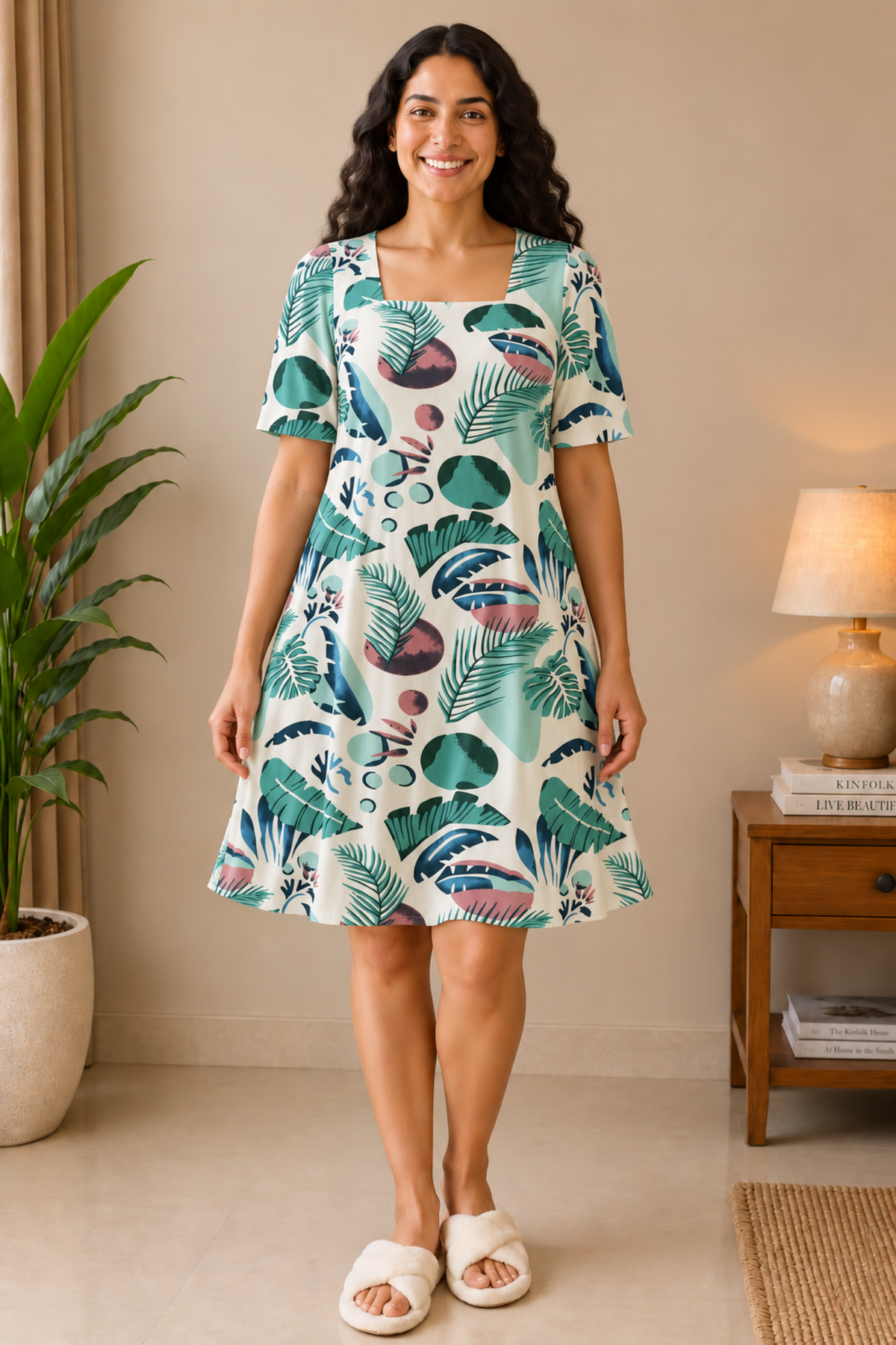 Palm Whisper Rayon Short Night Gown