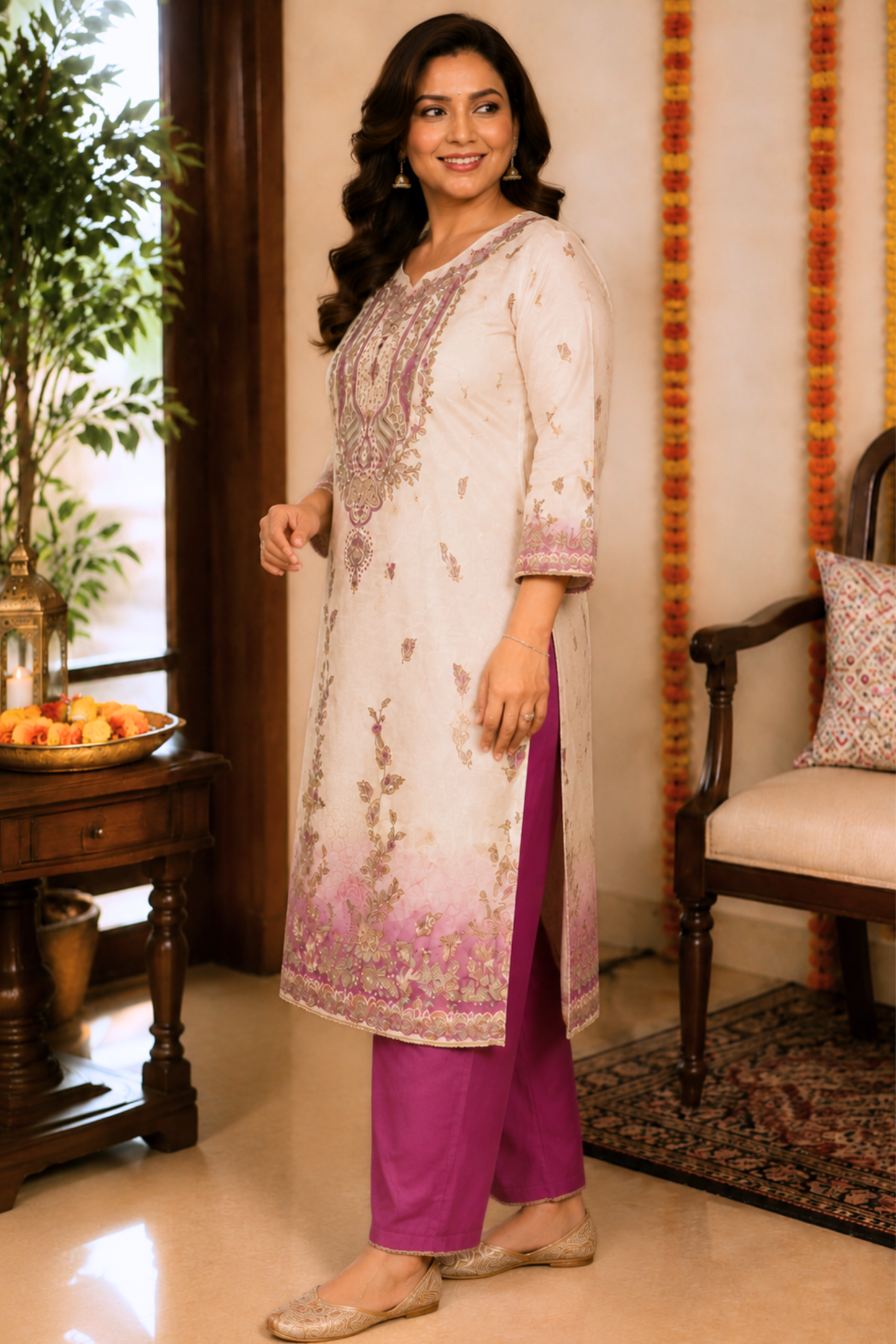 Parizah Ombré Muslin Suit with Aari Work