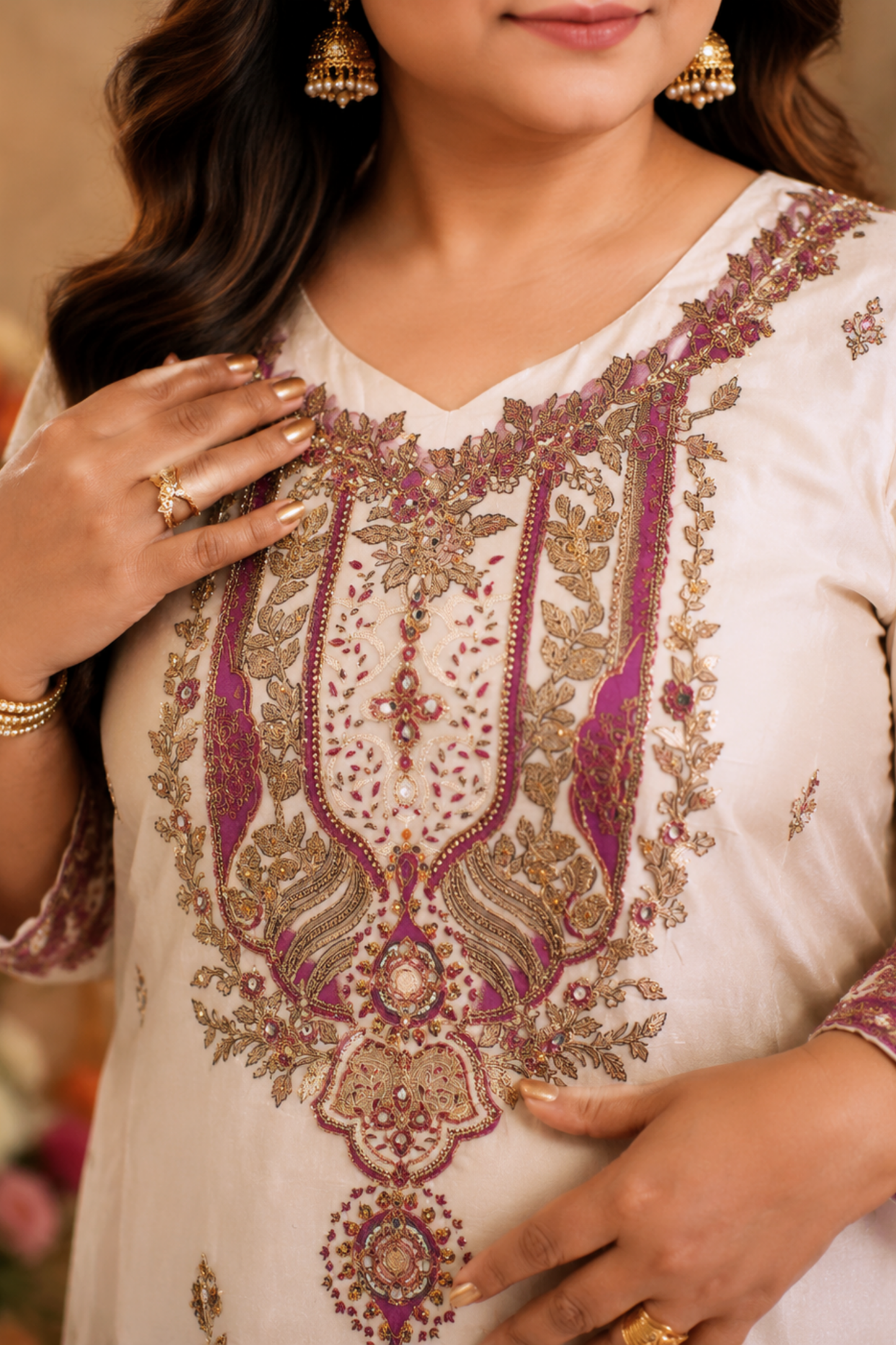 Parizah Ombré Muslin Suit with Aari Work