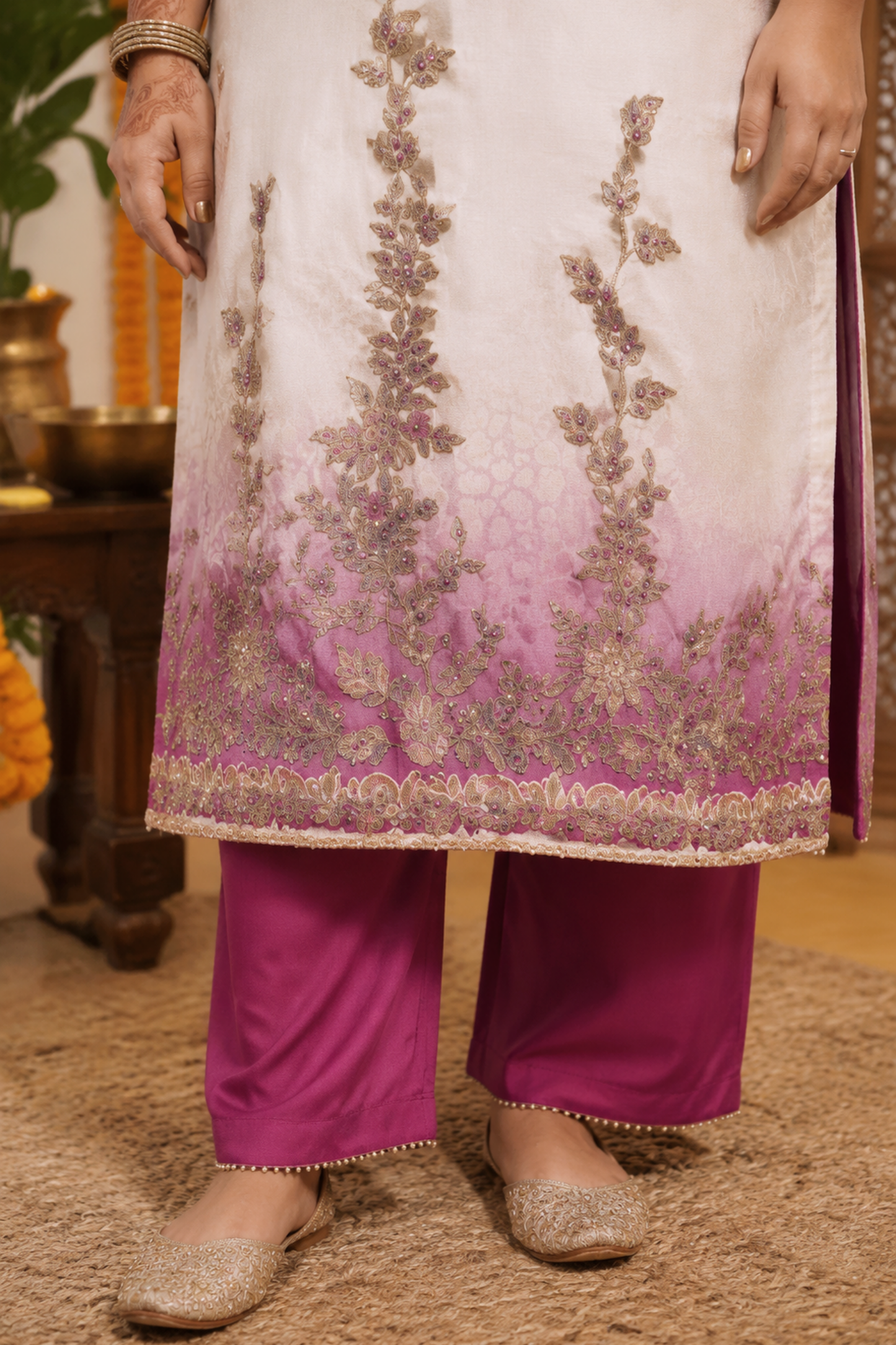 Parizah Ombré Muslin Suit with Aari Work