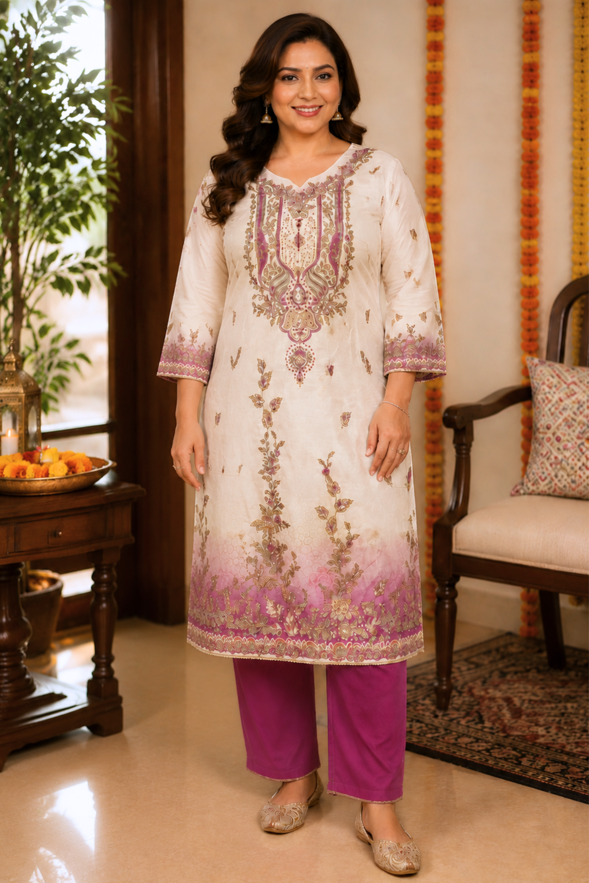 Parizah Ombré Muslin Suit with Aari Work