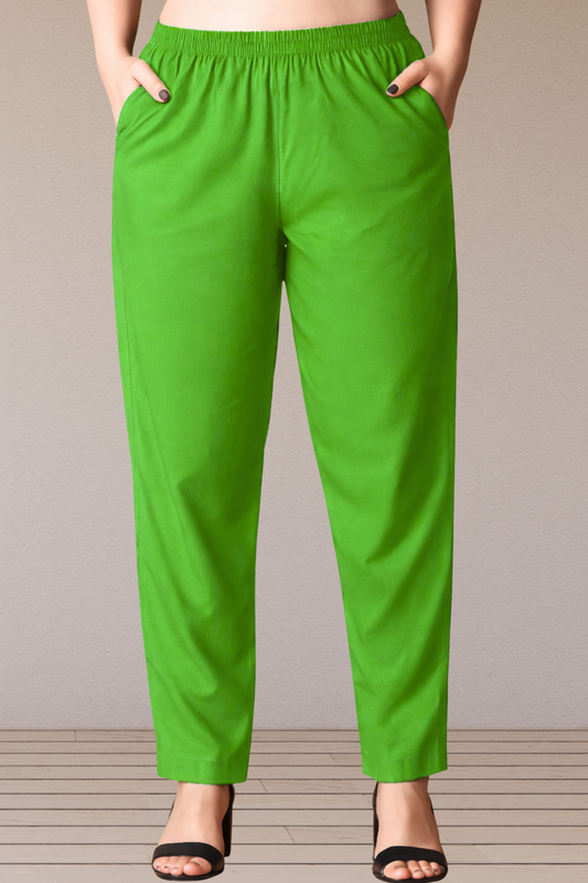 Parrot Green Poplin Cotton Pant