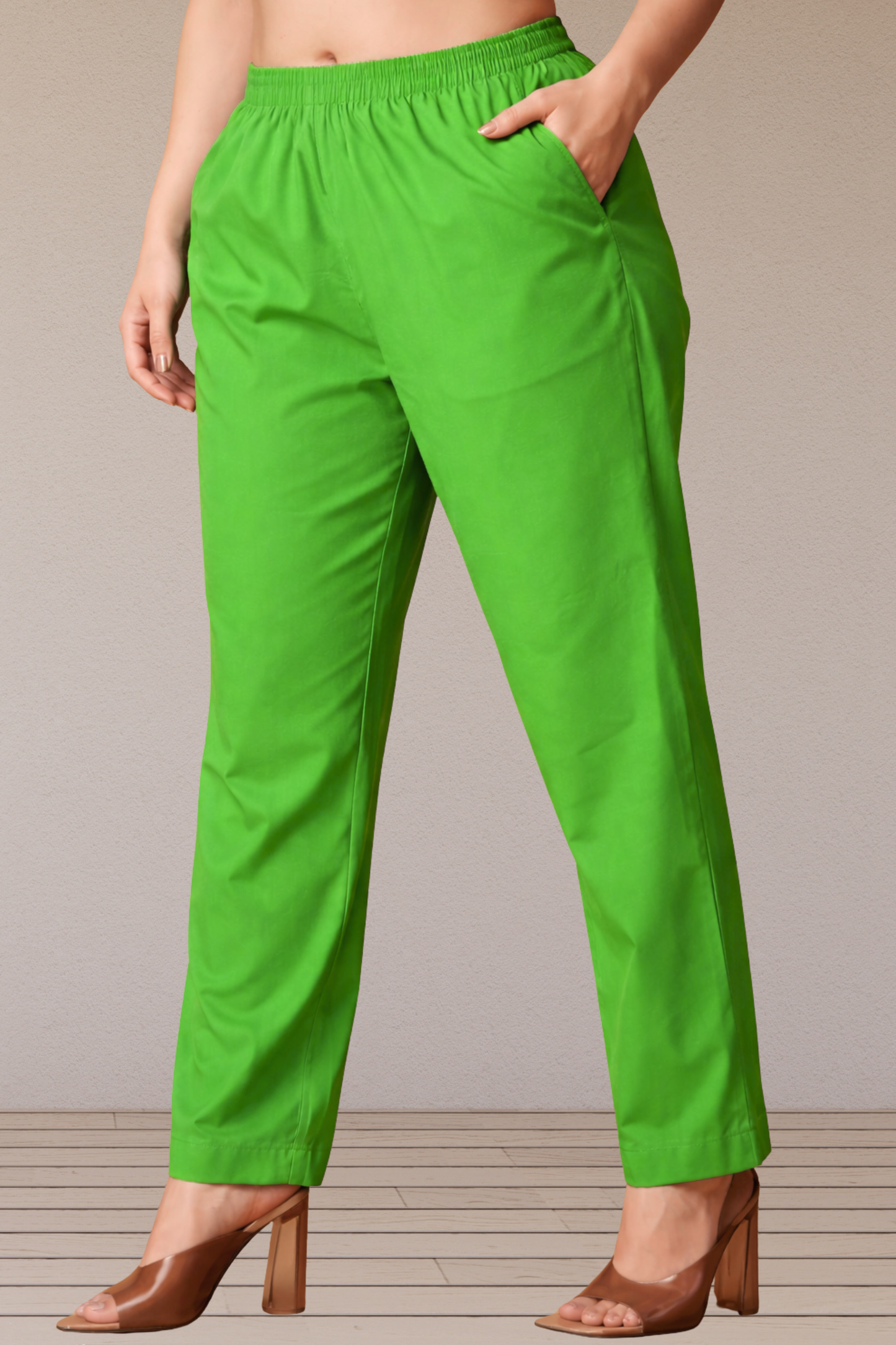 Parrot Green Poplin Cotton Pant