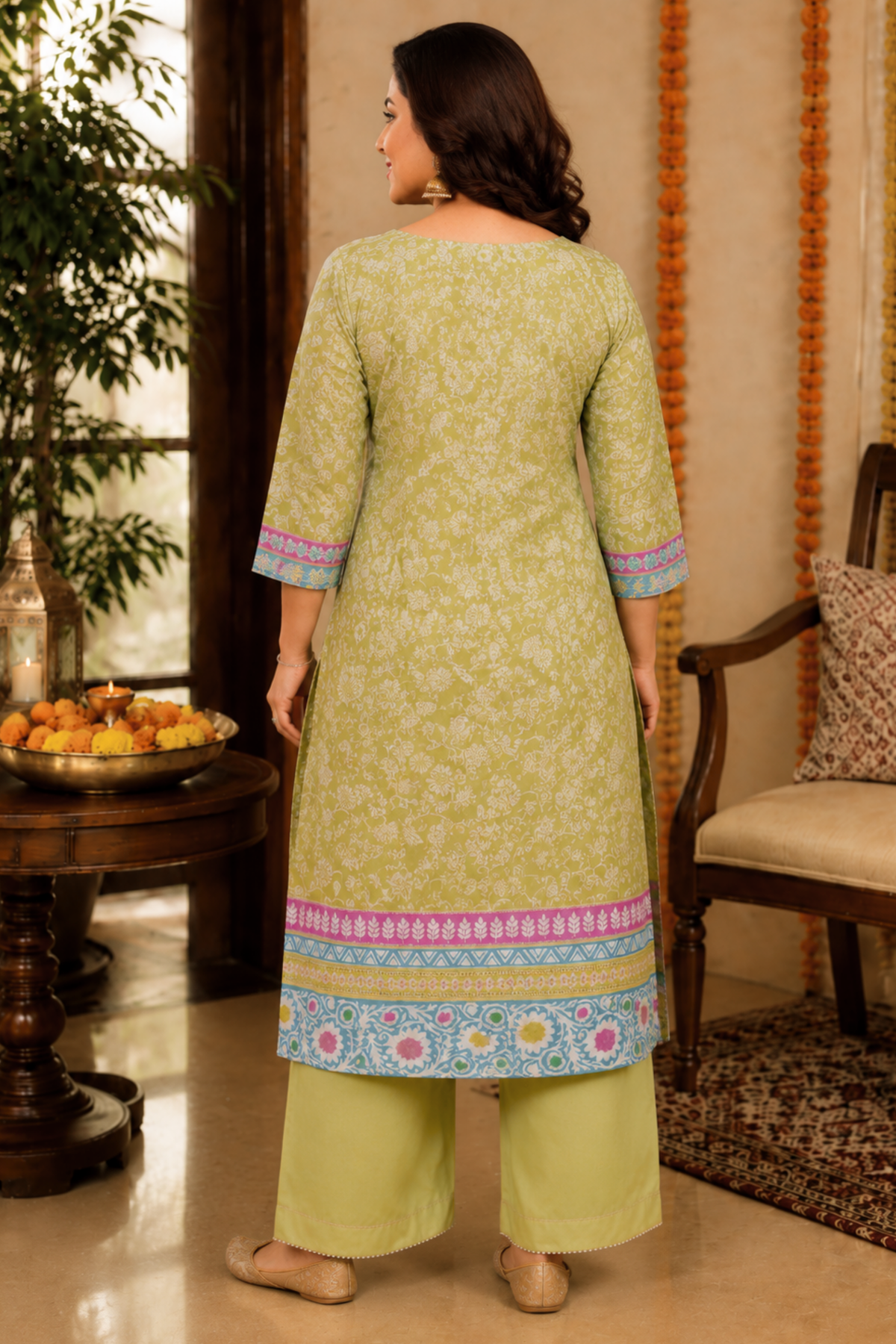 Parrot Sitara Muslin with Aari Work
