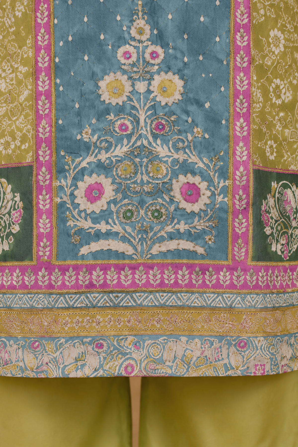 Parrot Sitara Muslin with Aari Work