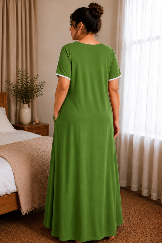 Leaf Green Rayon Night Gown