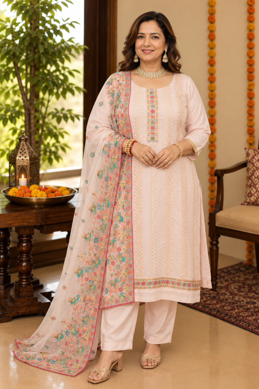 Pastel Pink Georgette Suit Set
