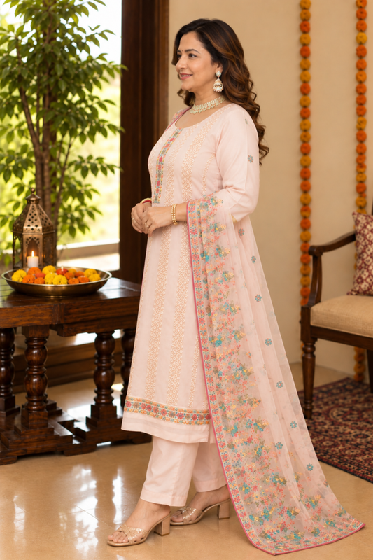 Pastel Pink Georgette Suit Set