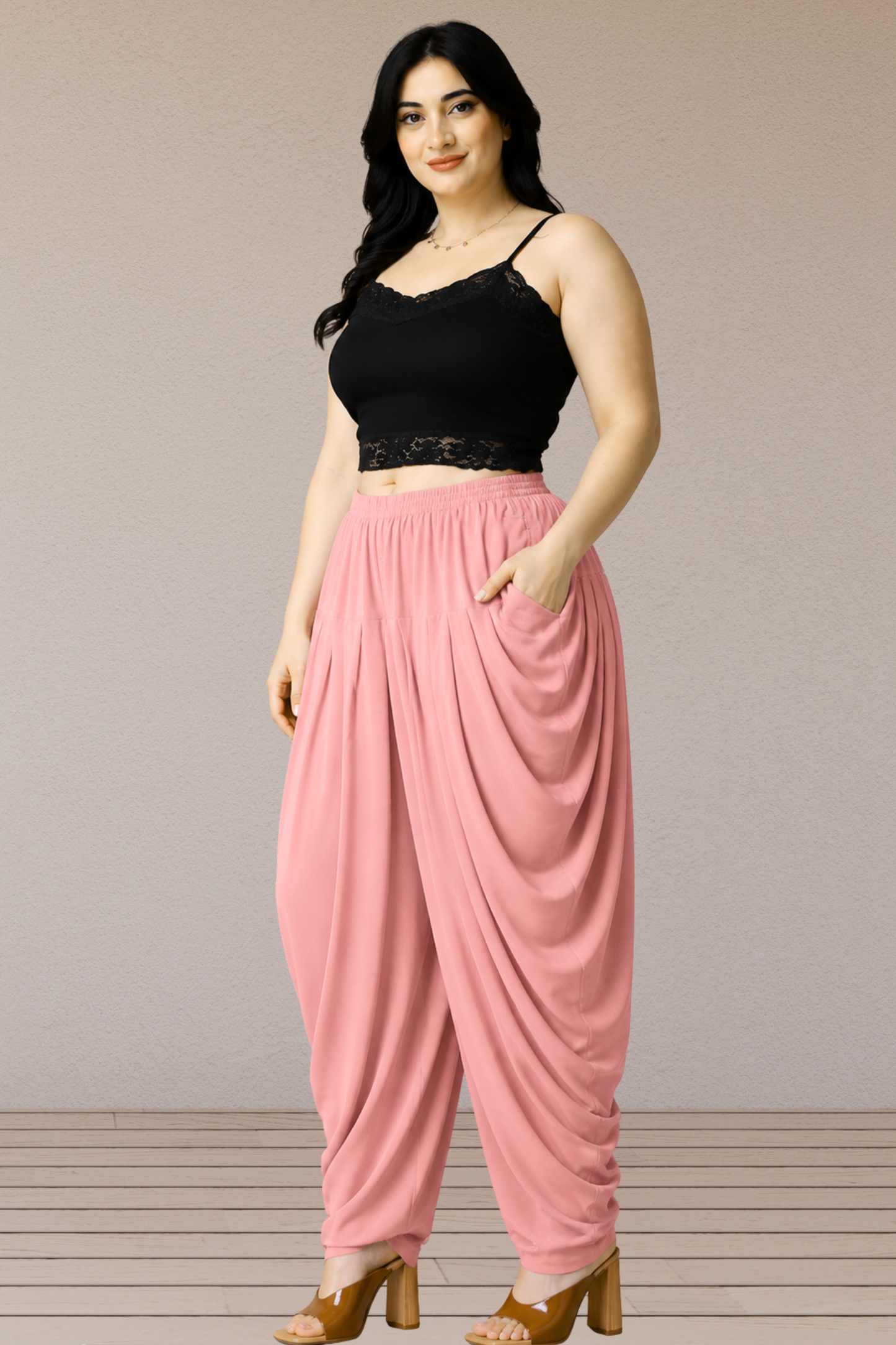 Peach Belted Dhoti Salwar