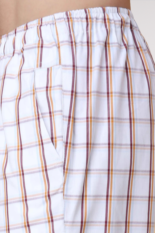 Peach Checked Cotton Pajama Pants