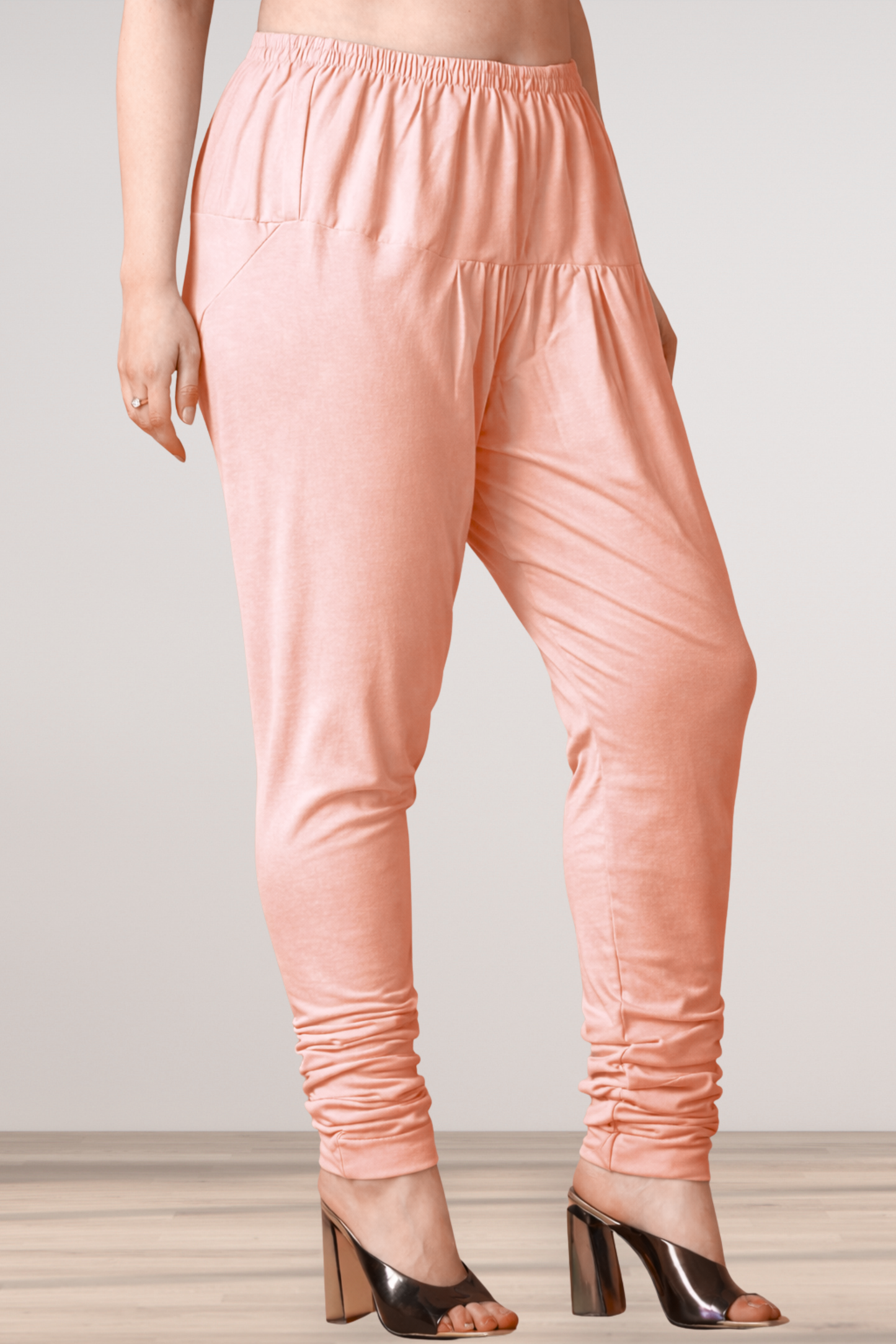 Peach Cotton Churidar Pants