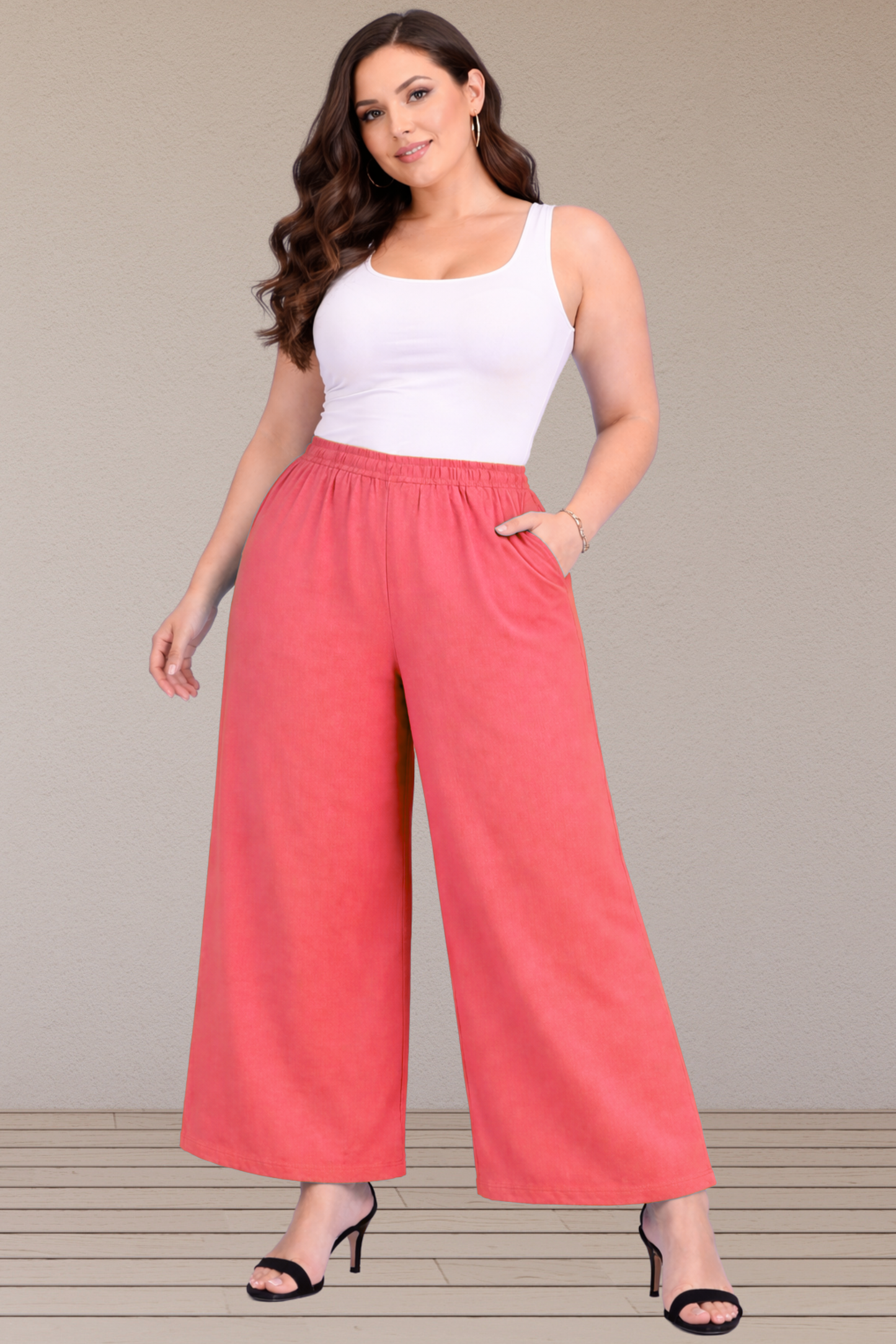 Peach Cotton Flared Pant