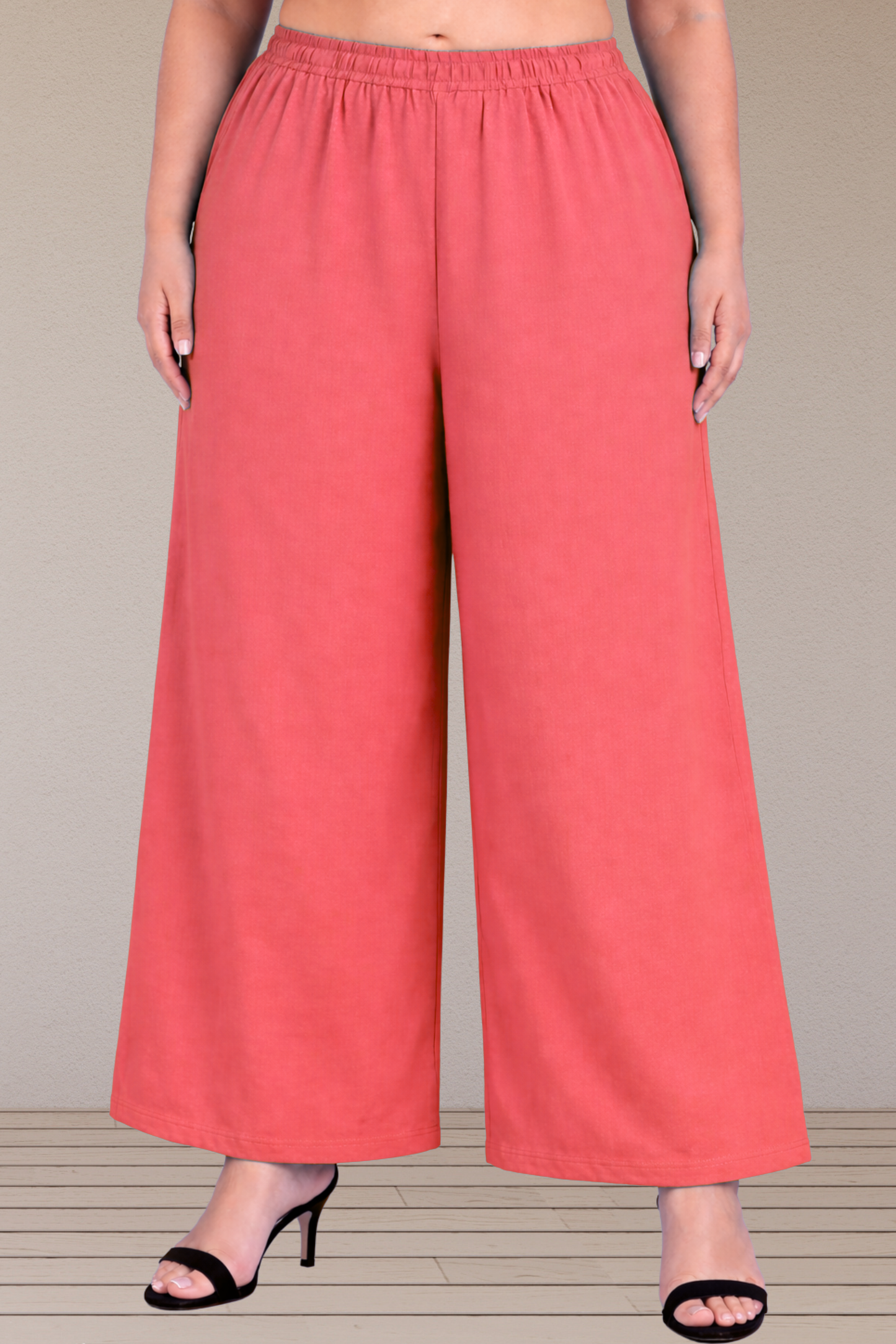 Peach Cotton Flared Pant