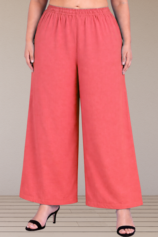 Peach Cotton Flared Pant
