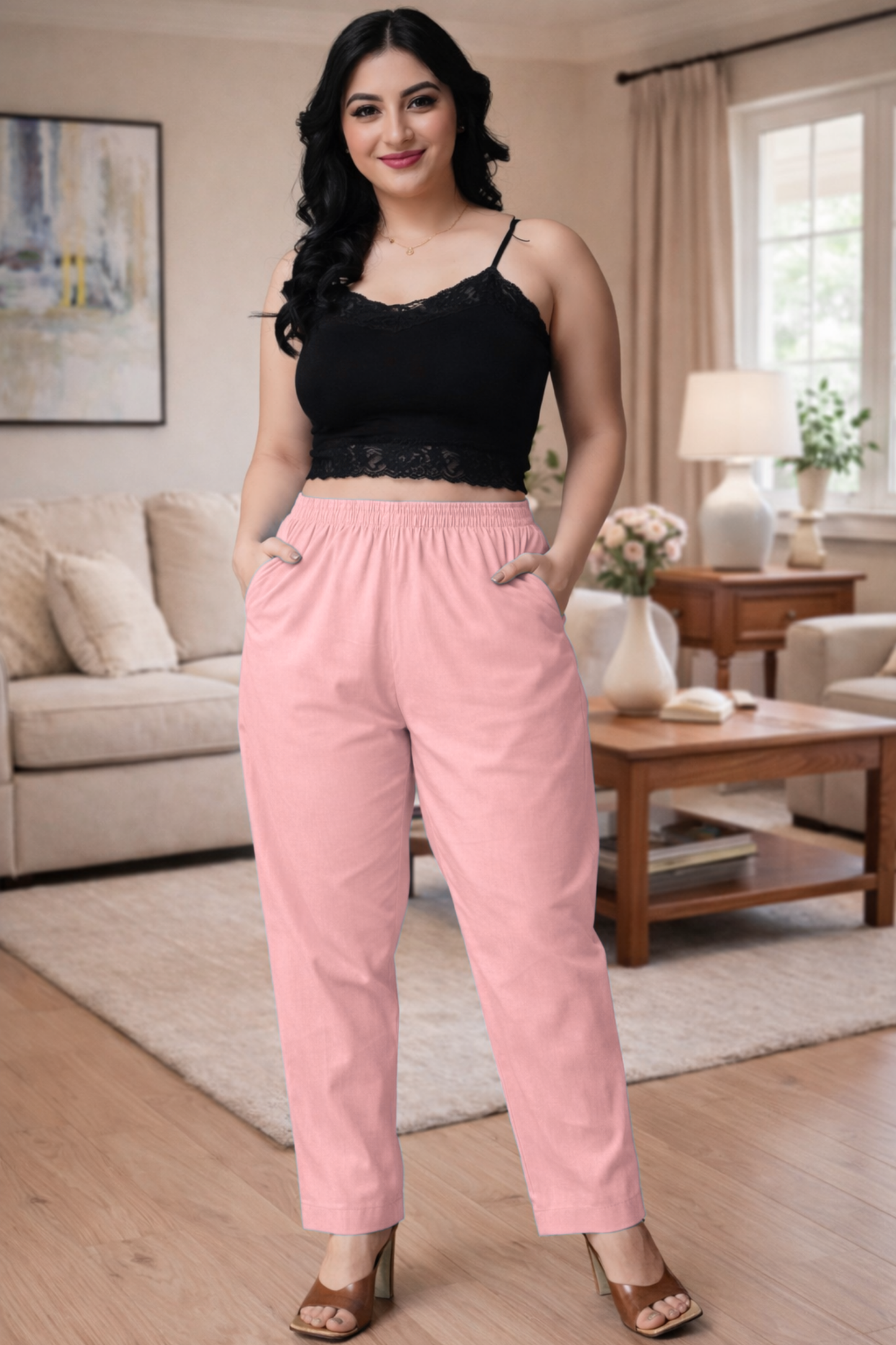 Peach Cotton Kurti Pant