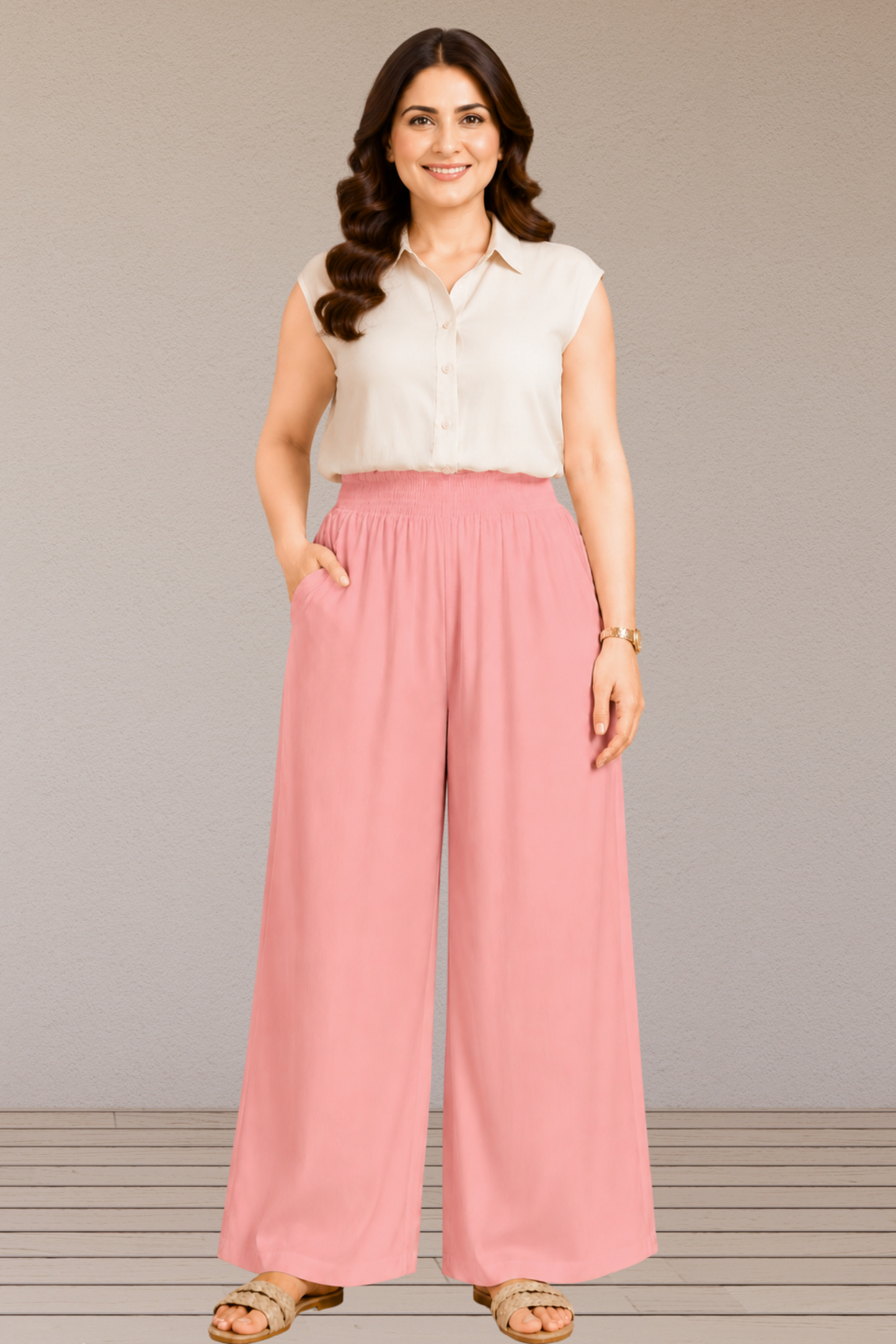 Peach Flared Palazzo Pant
