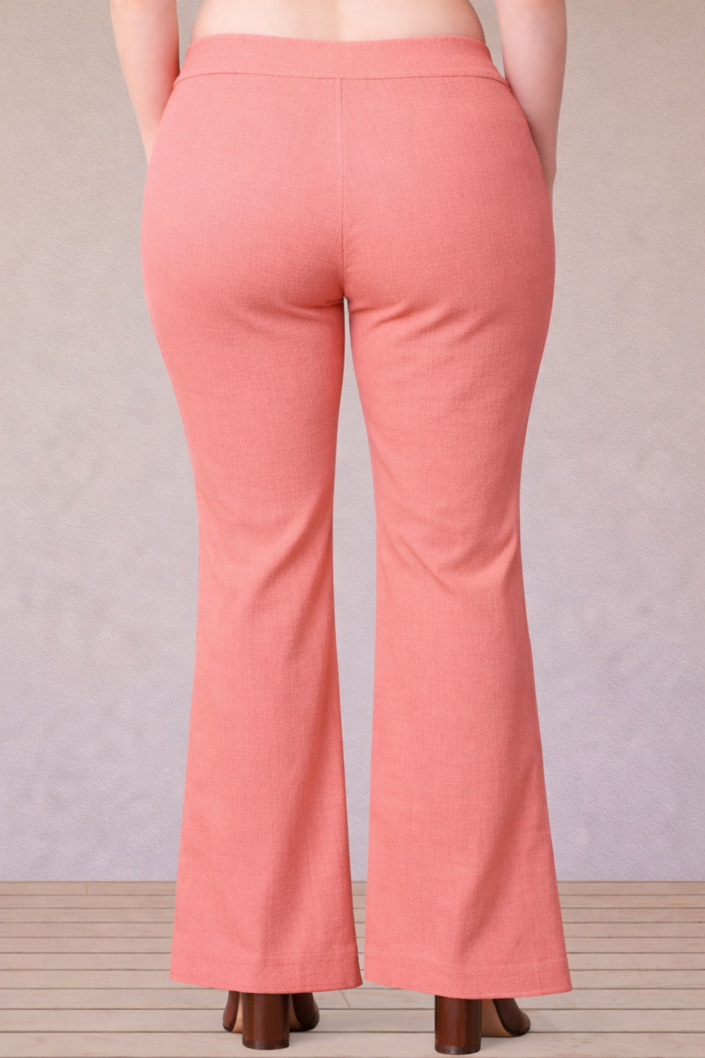 Peach Flared Slub Pants