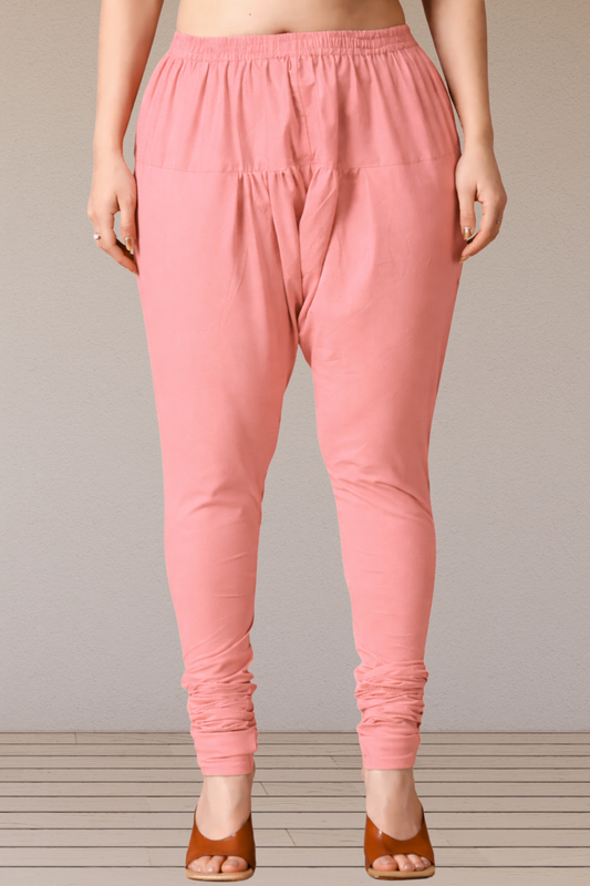 Peach Rayon Churidar Pants
