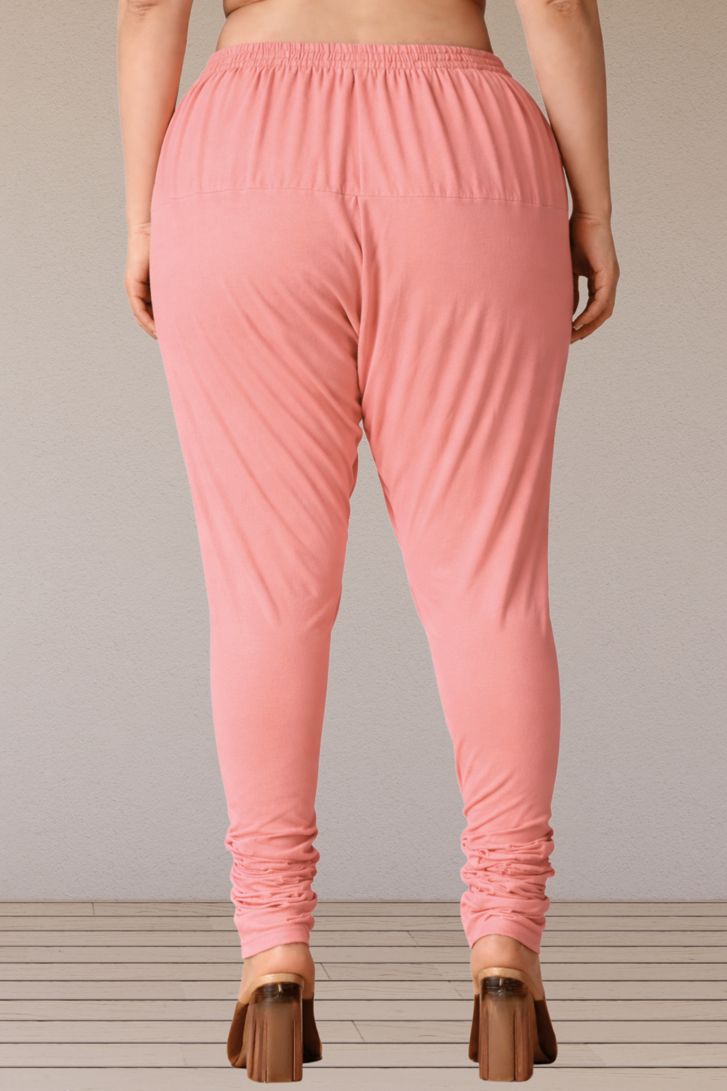 Peach Rayon Churidar Pants