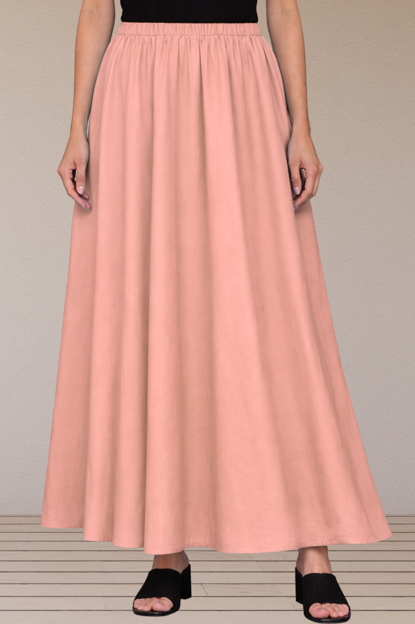 Peach Rayon Long Skirt