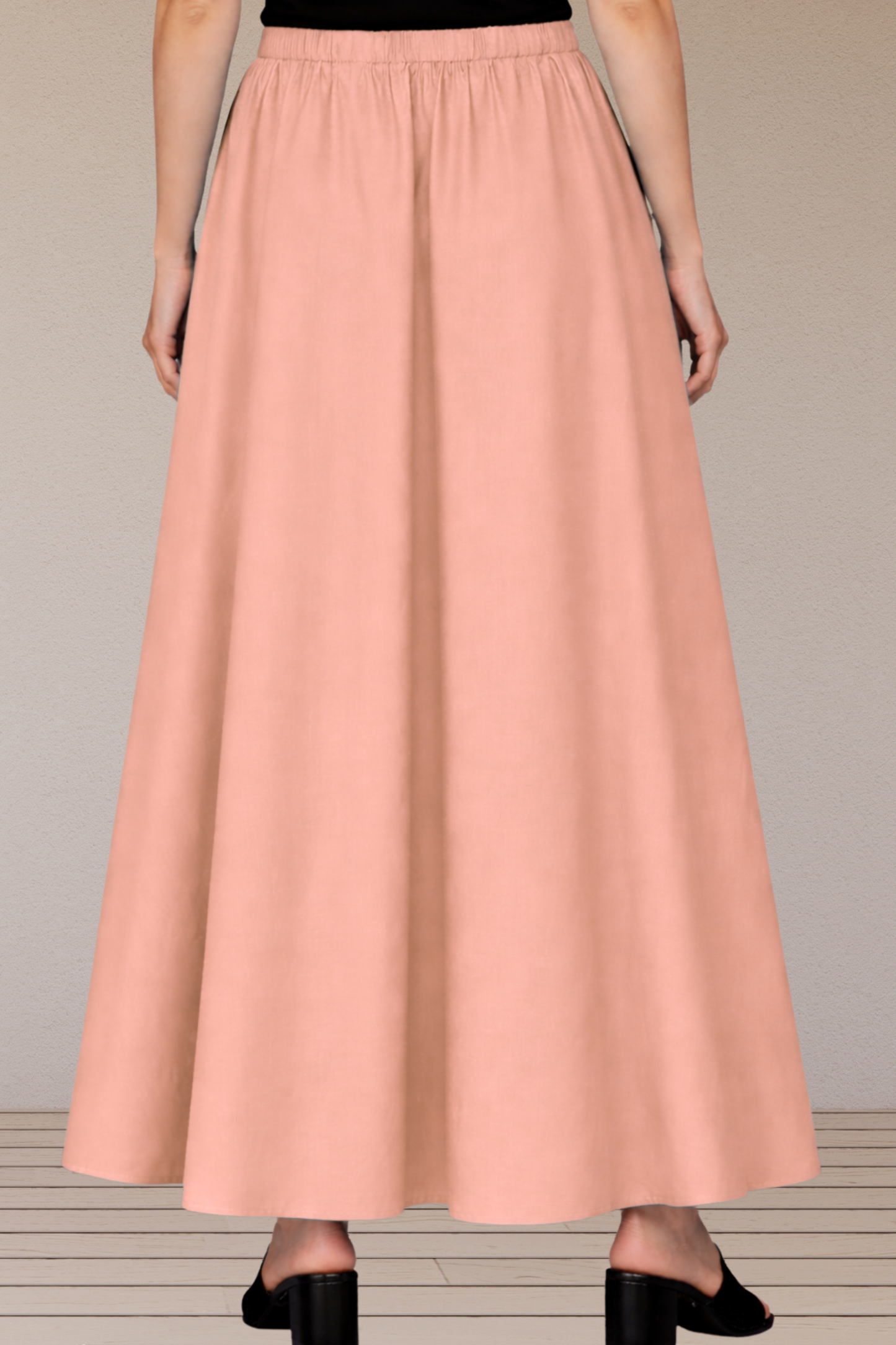 Peach Rayon Long Skirt