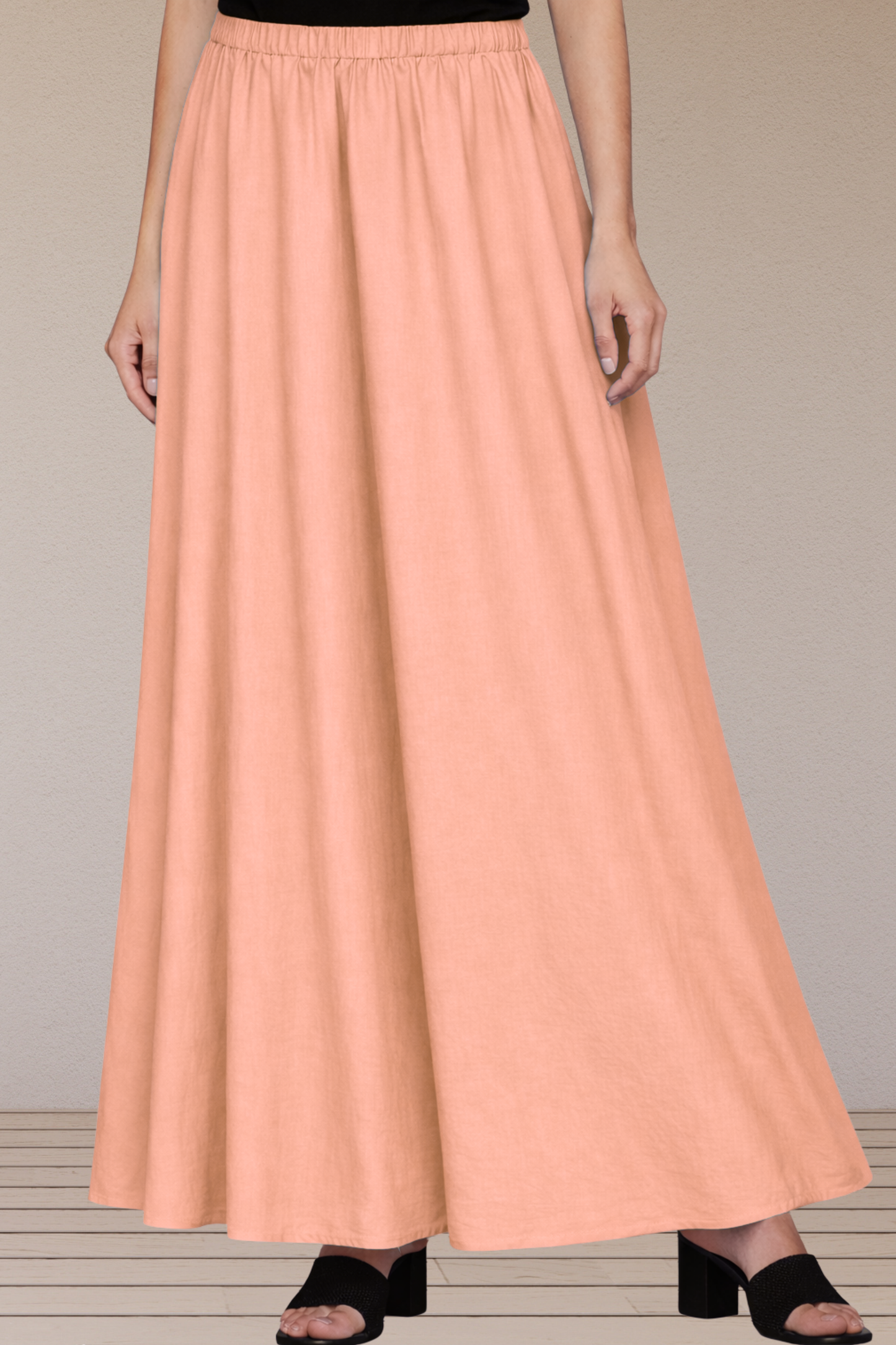 Peach Rayon Long Skirt