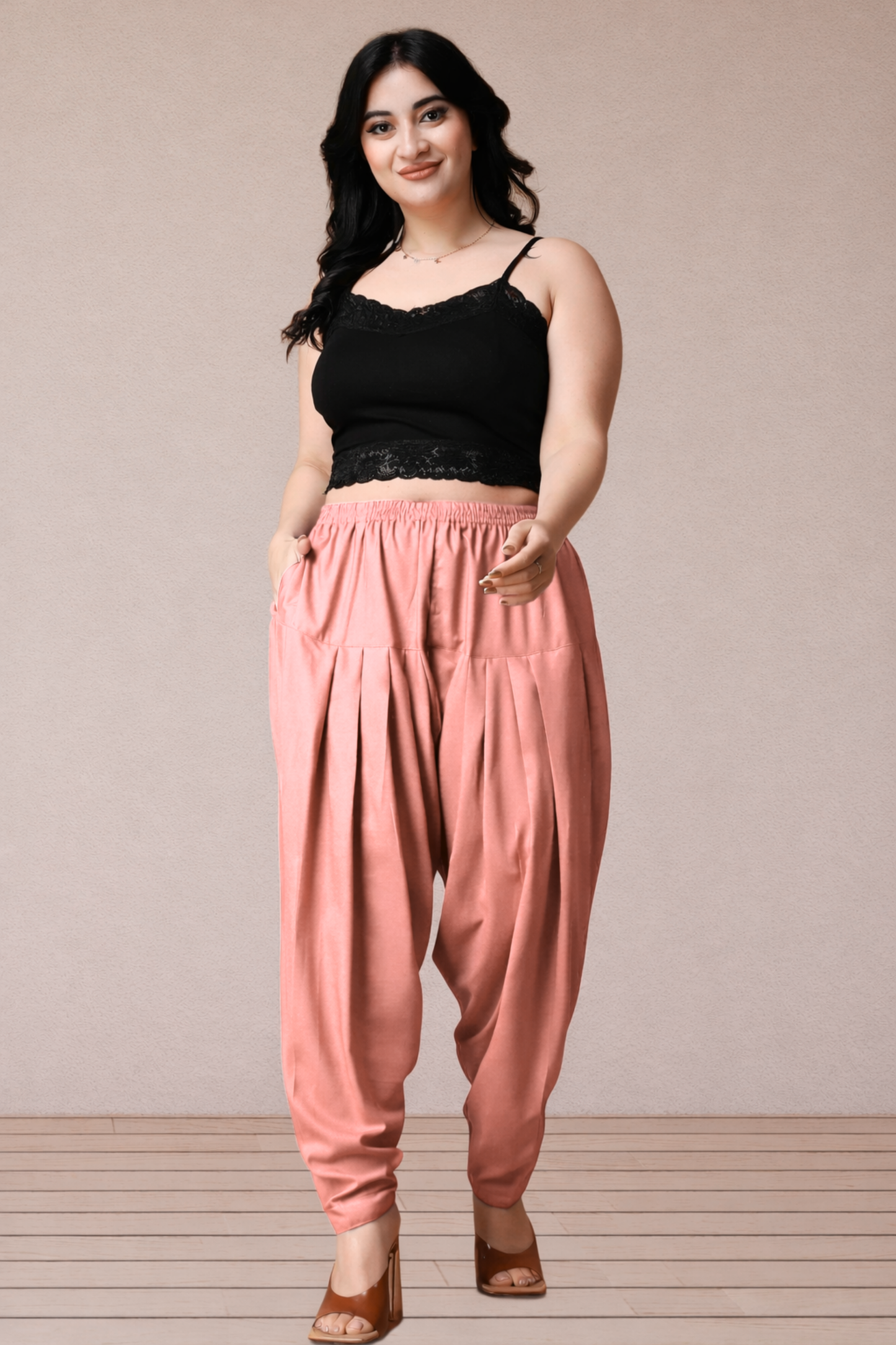 Peach Straight Rayon Salwar Pants