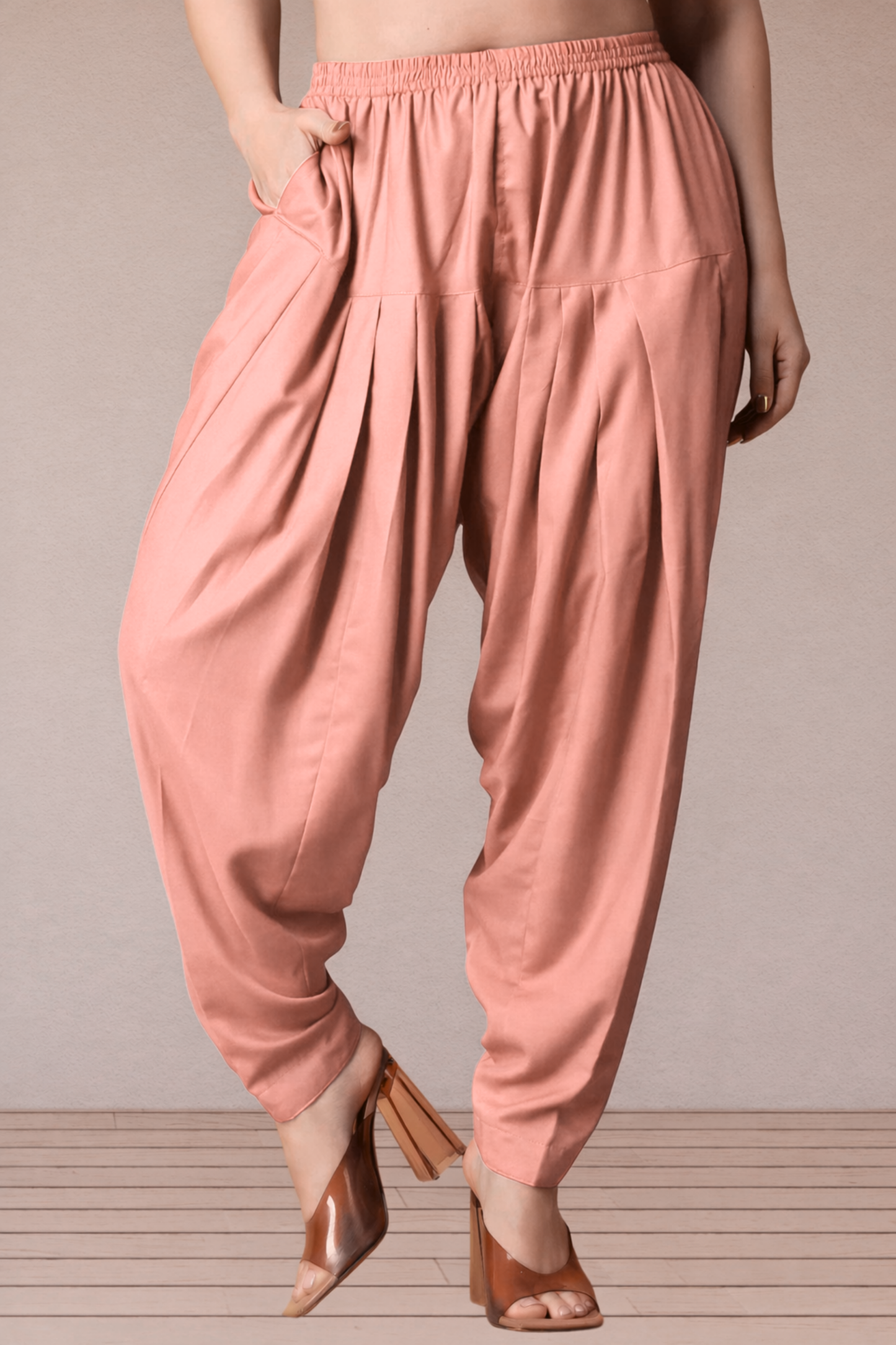 Peach Straight Rayon Salwar Pants