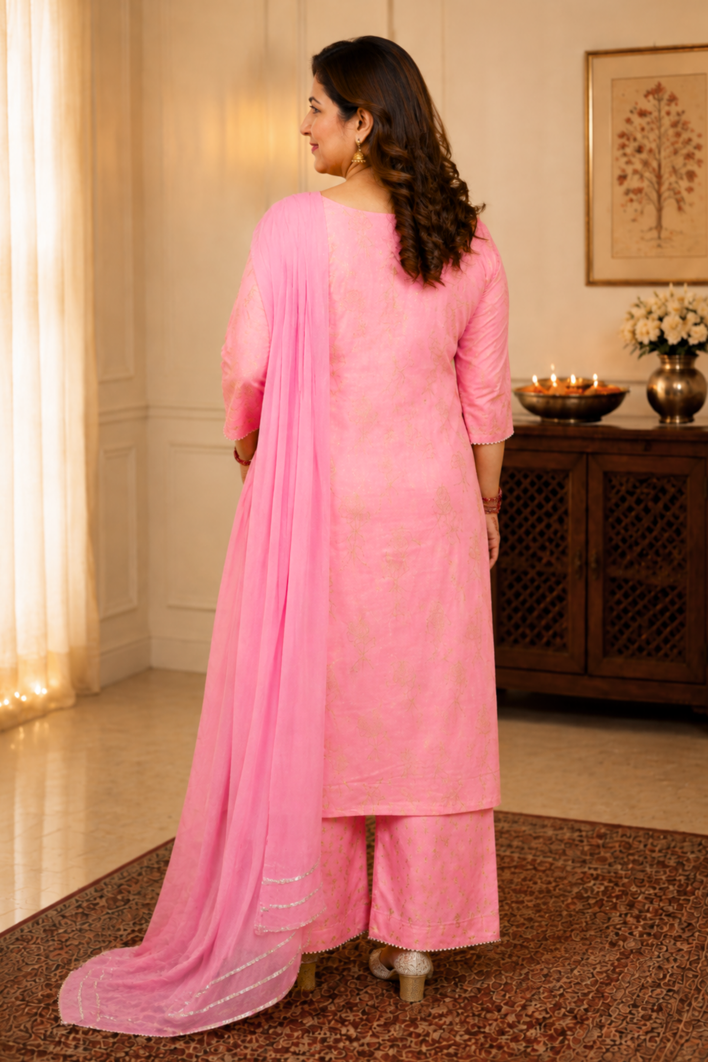 Peach A-Line Co-ord Suit Set