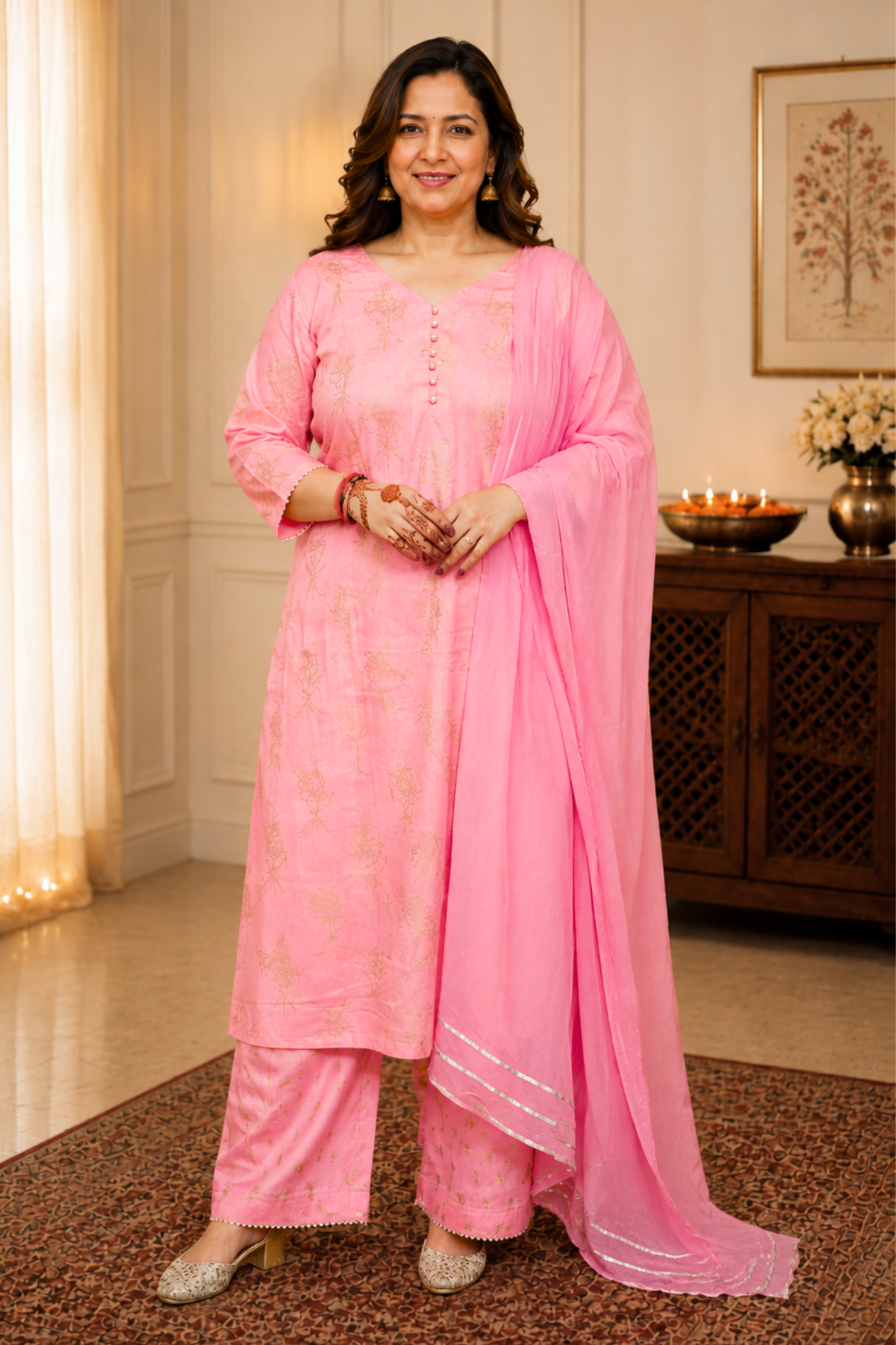 Peach A-Line Co-ord Suit Set